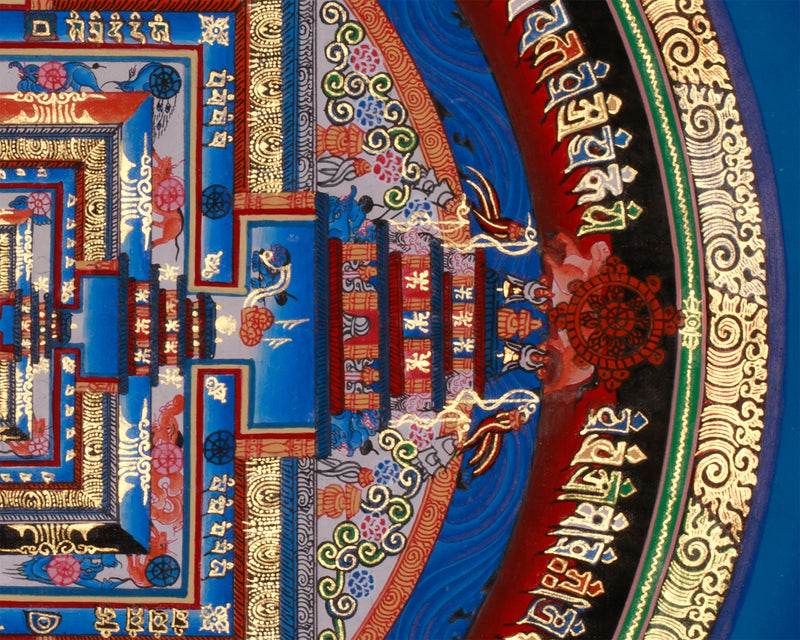 Sacred Gold Kalachakra Mandala Thangka | Wheel of Time