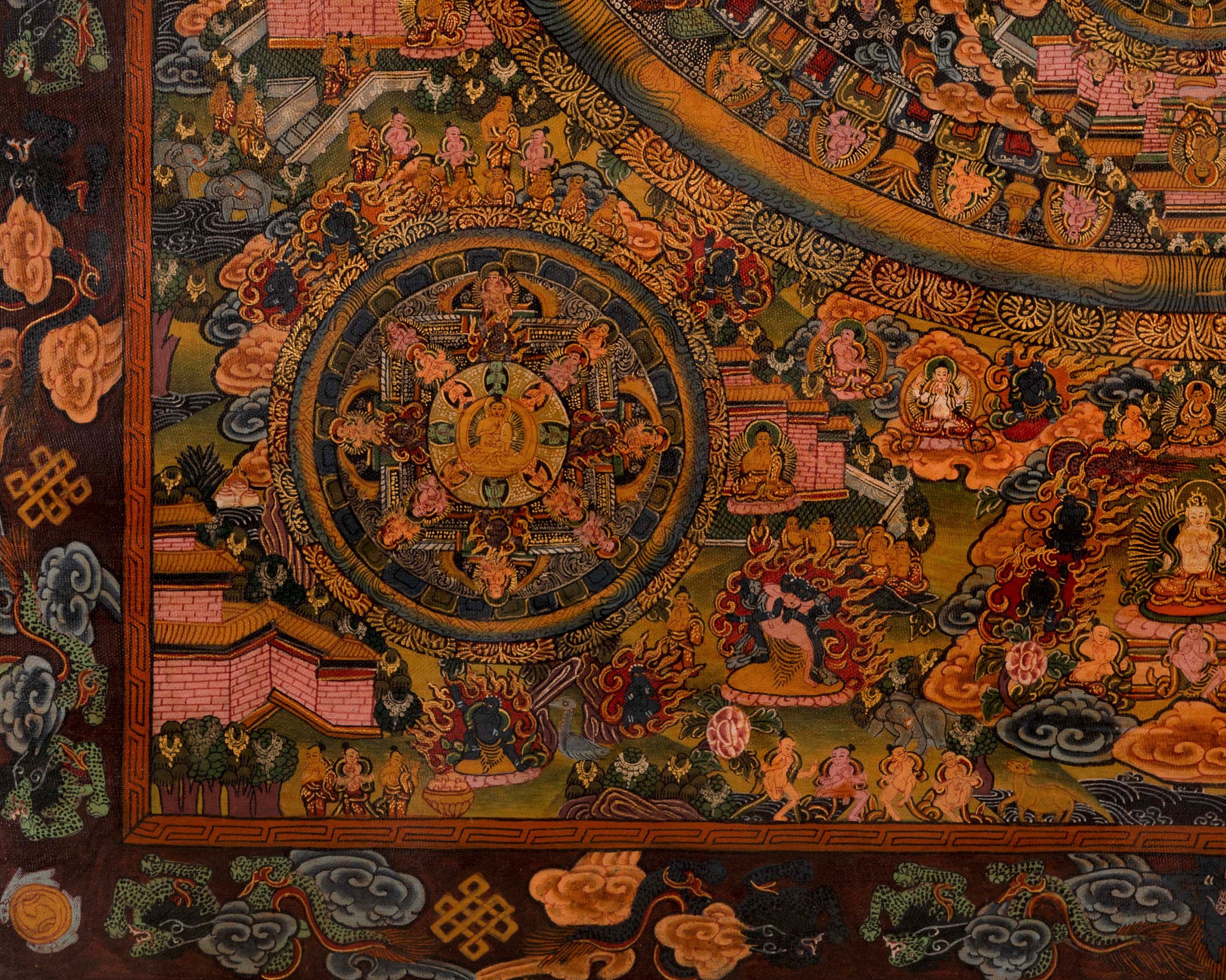 Sacred Oil Varnished Buddha Mandala Thangka | Tibetan Buddhist Mandala Painting