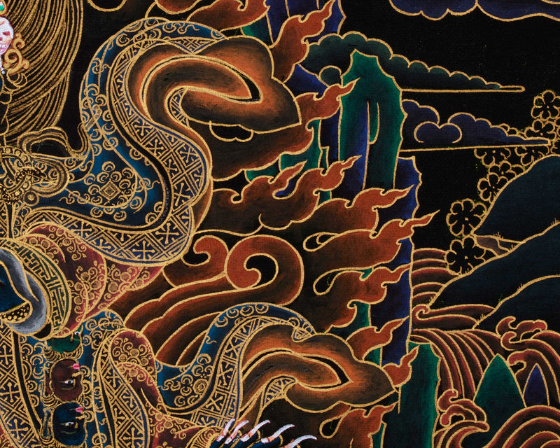 Mahakala Bernagchen, Wrathful Buddha Thangka in Gold