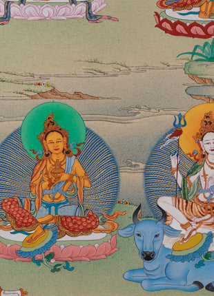 Twenty-One Tara Goddess Thangka | Surya Gupta Tradition