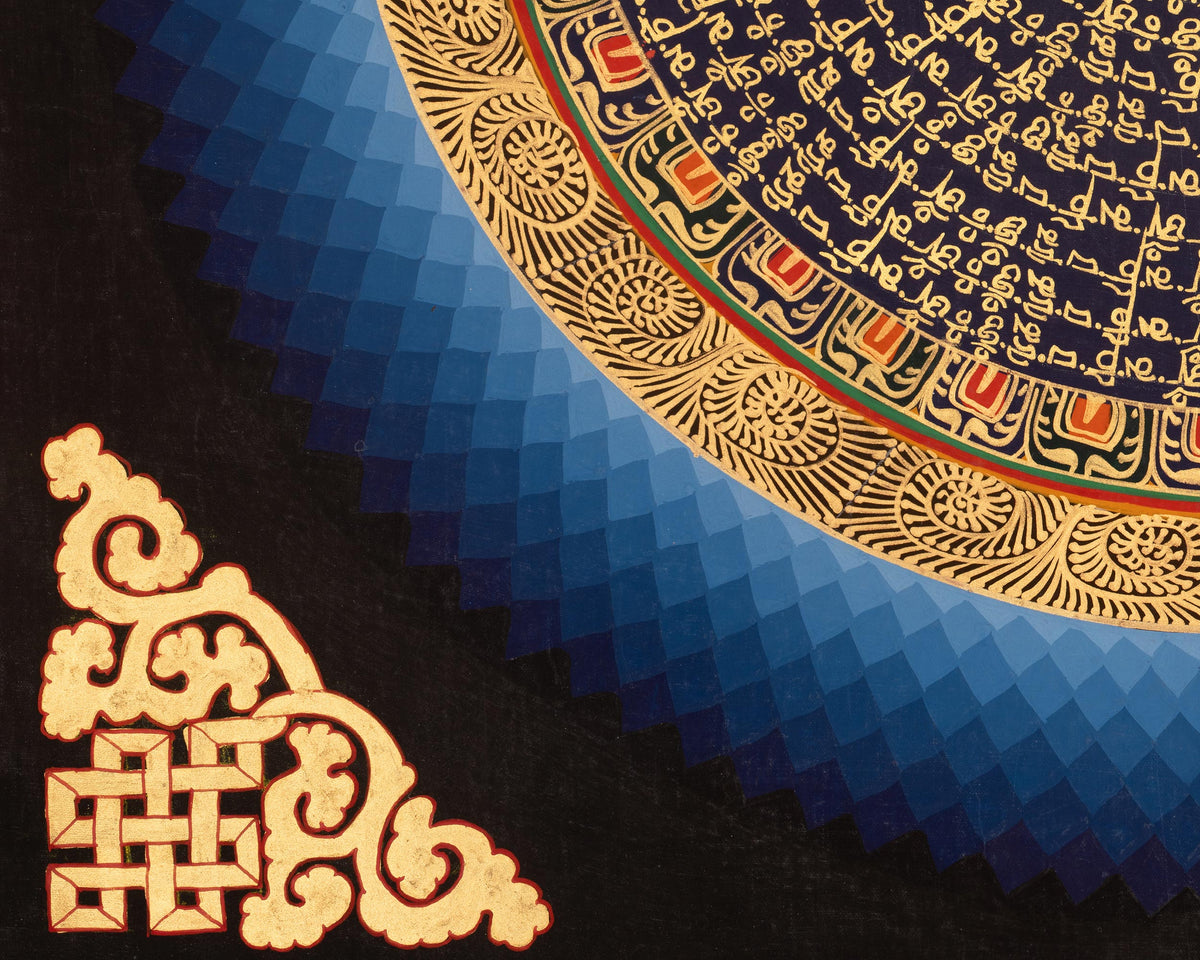 Mantra Mandala Wisdom Artwork | Buddhist Cosmic Diagram Thangka | Meditation Altar