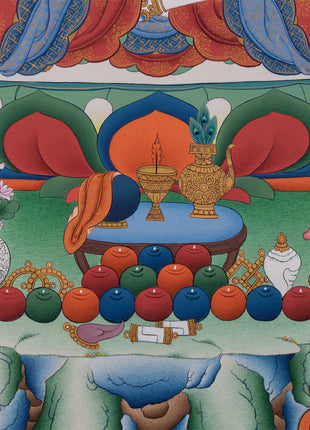 Triad of Compassion-Wisdom-Power: Chenresig, Manjushri, and Vajrapani Thangka Print