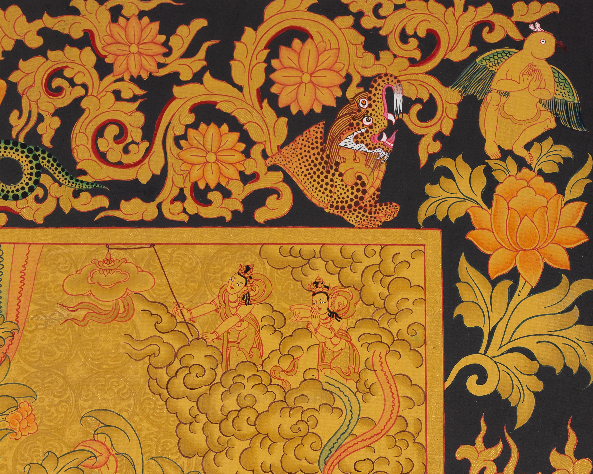 Full 24K Gold Green Tara Thangka Wall Decoration Art | Shyamatara Deity