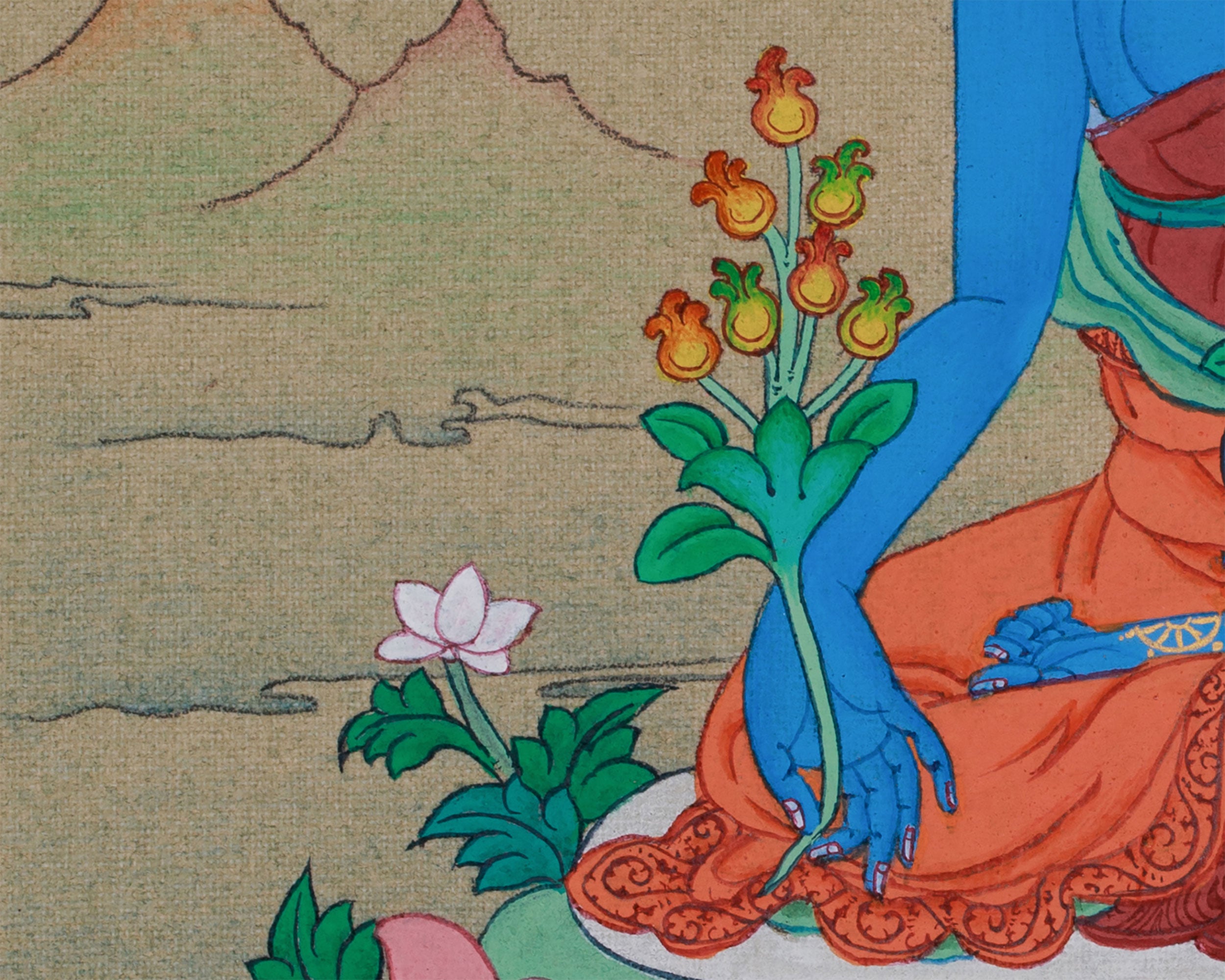 Master of Healing, Medicine Buddha Thangka | With Lapis Lazuli Body