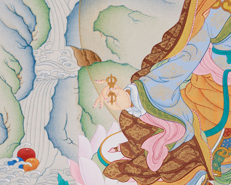 Precious Guru Rinpoche Thangka | Hand-Painted Tibetan Wrathful Deity