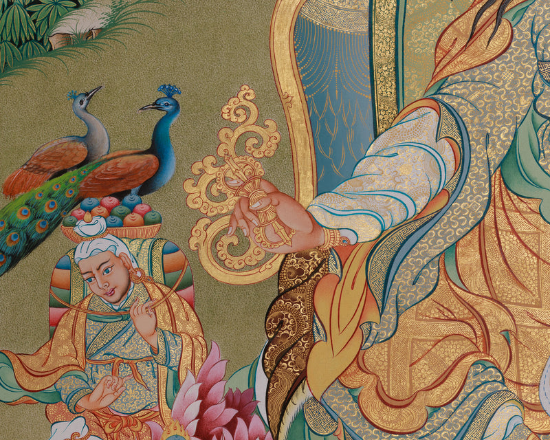 Spiritual Guru Padmasambhava Canvas Artwork | Traditional Tibetan Buddhist Thangka Print