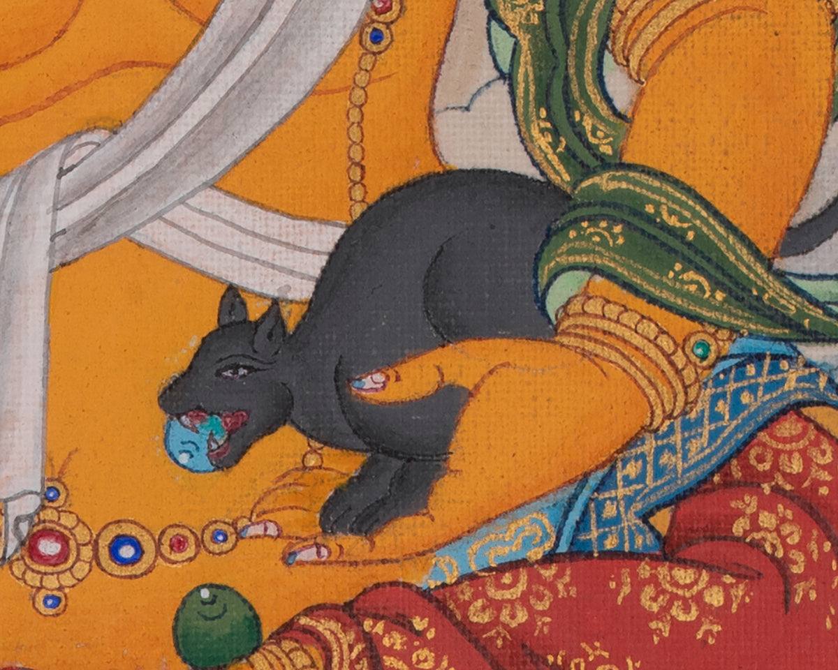 Buddhist Dzambhala Thangka | Sacred Art of Wealth, Generosity, and Abundance