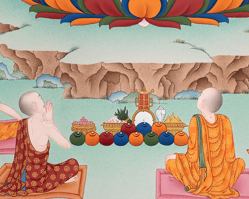 Hand-painted Buddha Shakyamuni Thangka | Karma Gardi Style Artwork on Canvas