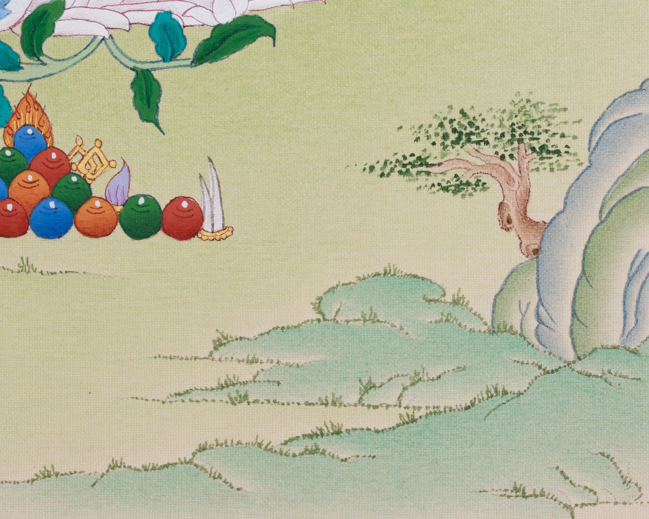 Original Handmade Green Tara Painting | Goddess of Compassion and Swift Blessings