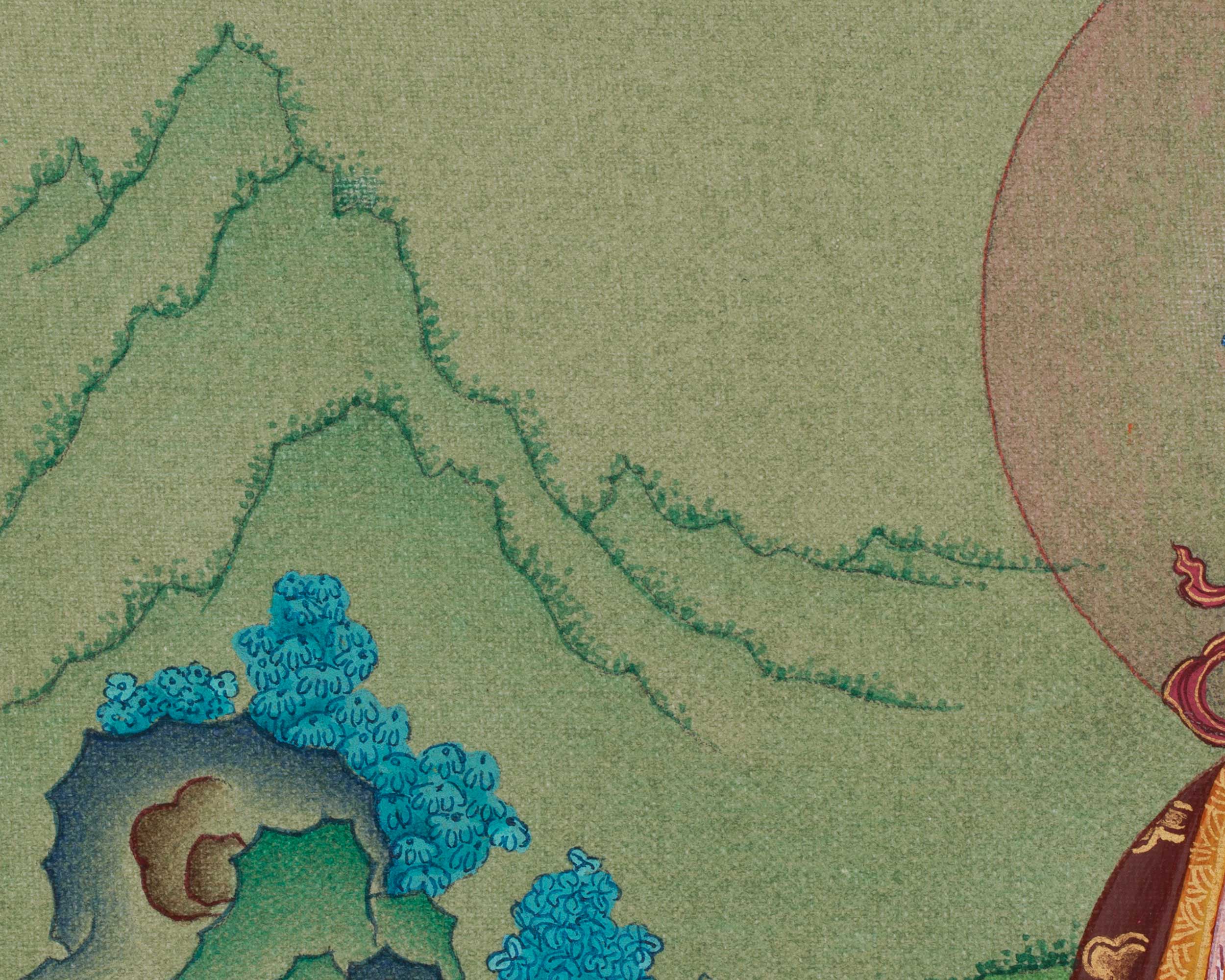 Buddhist Master Guru Rinpoche Thangka | Spiritual Decor