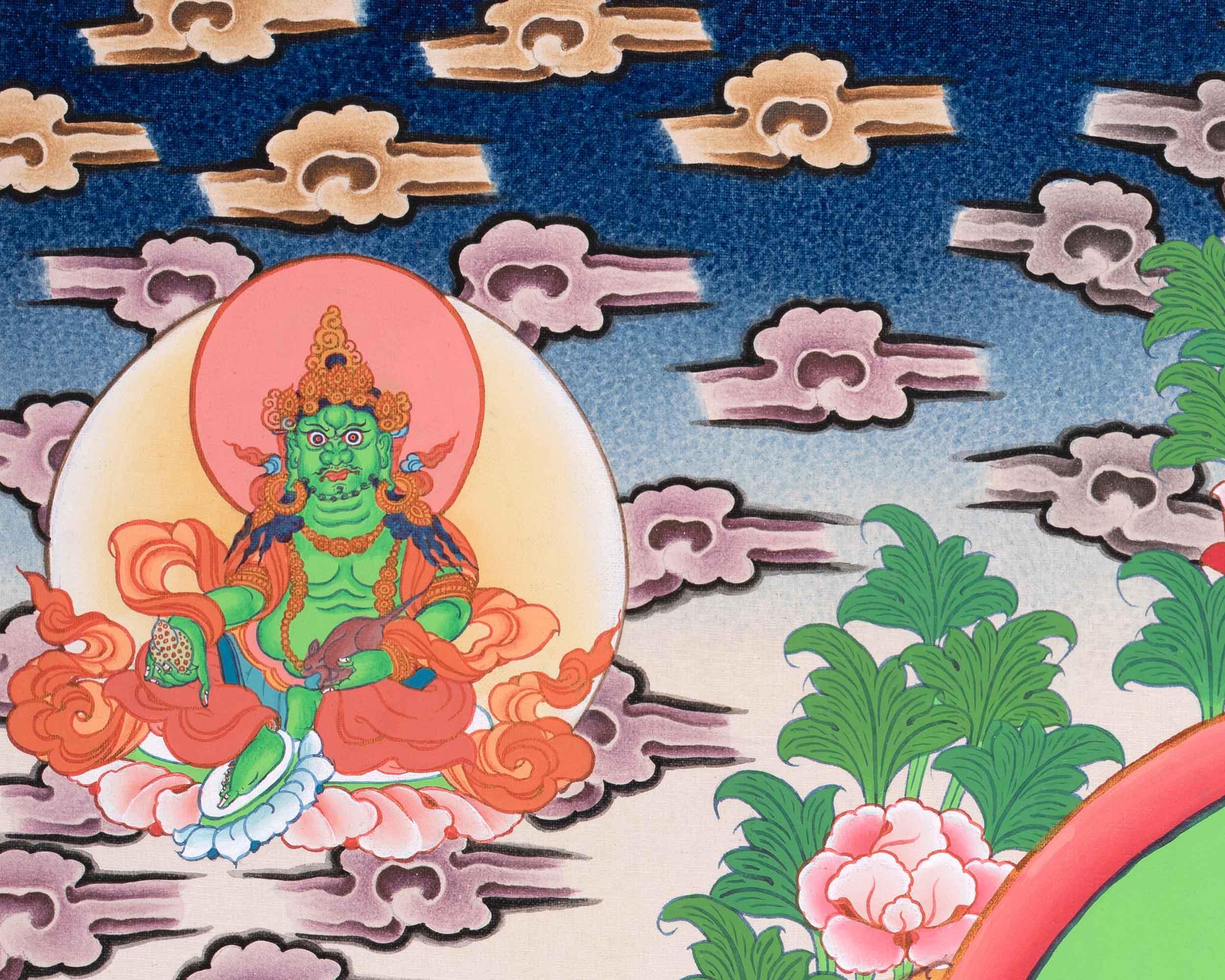 5 Dzambhala Thangka Painting | Lords Of Wealth | Art For Wealth and Abundance