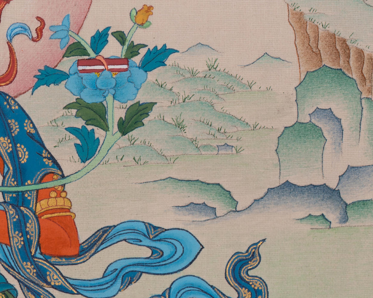 Manjushri Hand-painted Thangka | Sacred Embodiment of Transcendent Wisdom and Knowledge