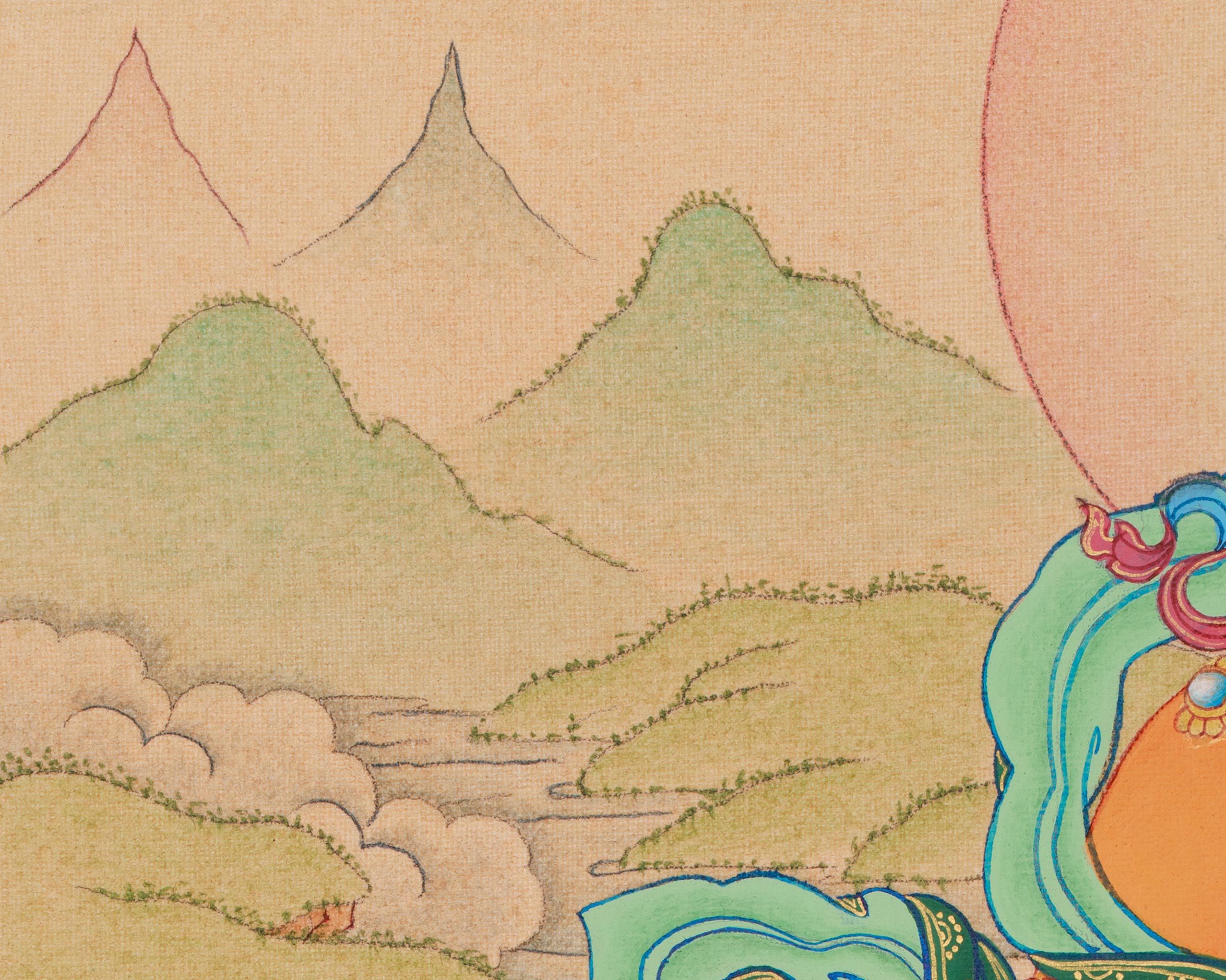 Kuber, Buddhist Wealth Deity | Yellow Dzambhala Thangka for Prosperity