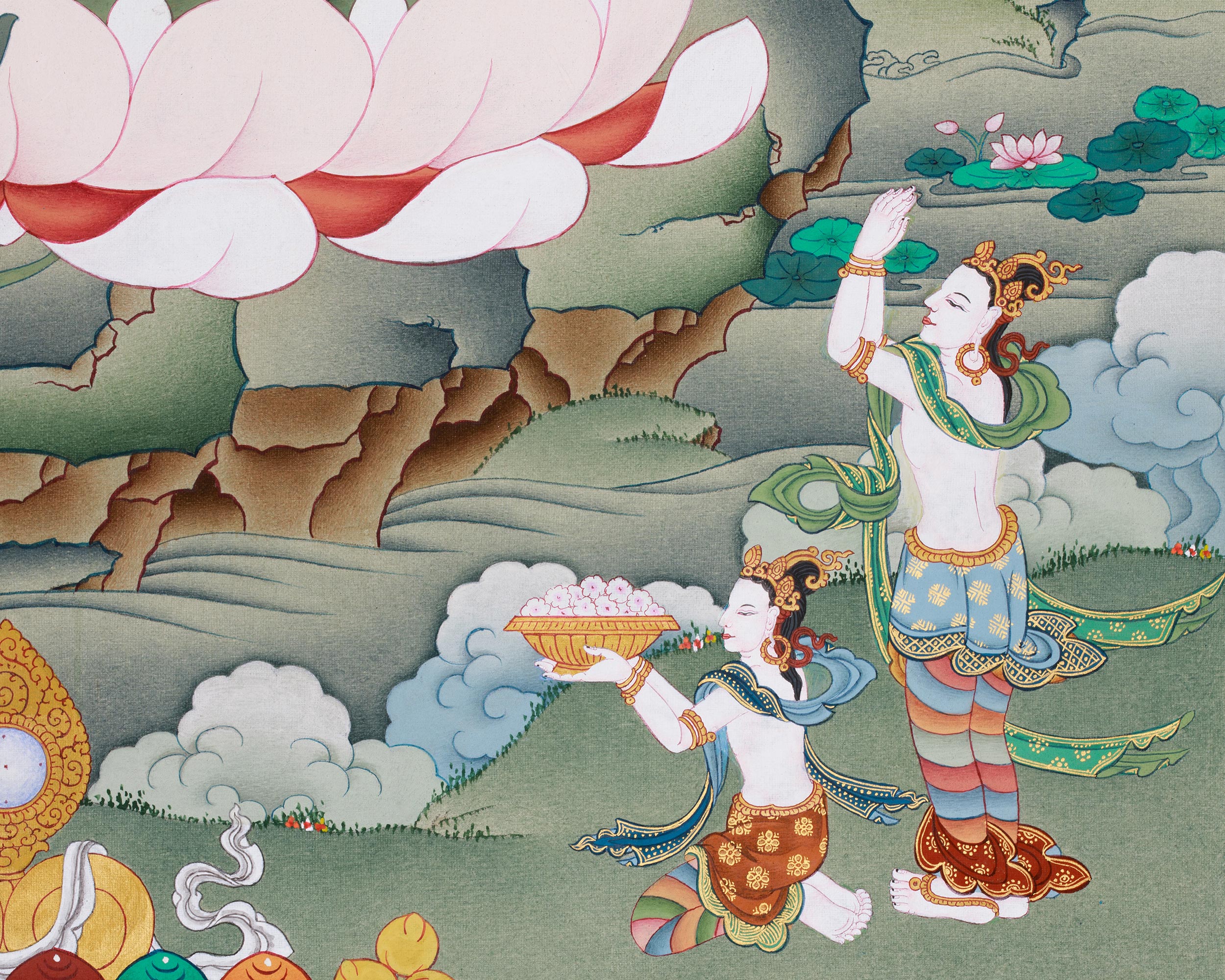 Original Female Bodhisattva Green Tara Painting | Divine Protector and Healer of All Beings