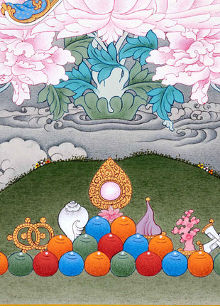 Sacred Guru Rinpoche Thangka | Authentic Tibetan Art for Spiritual Journey | Enlightened Teacher