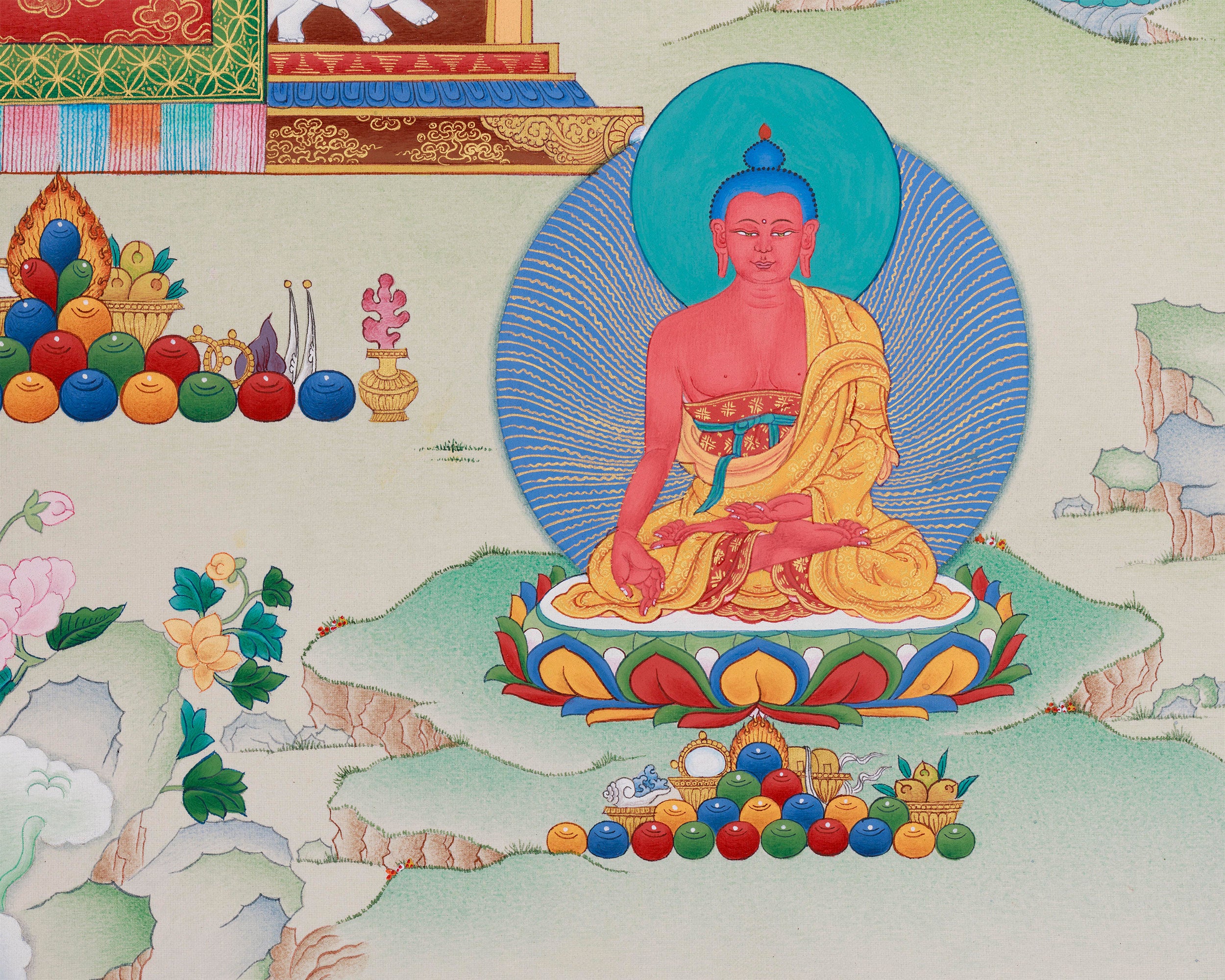 Tibetan Eight Medicine Buddha | A Sacred Thangka of Healing and Protection