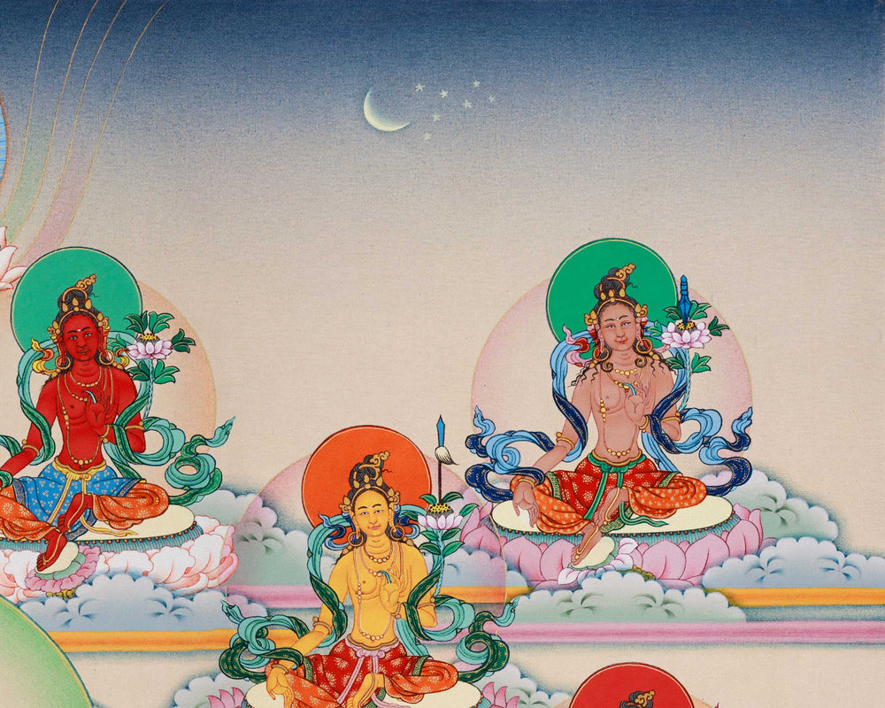Twenty One Tara Thangka Print | Giclee Art on Canvas