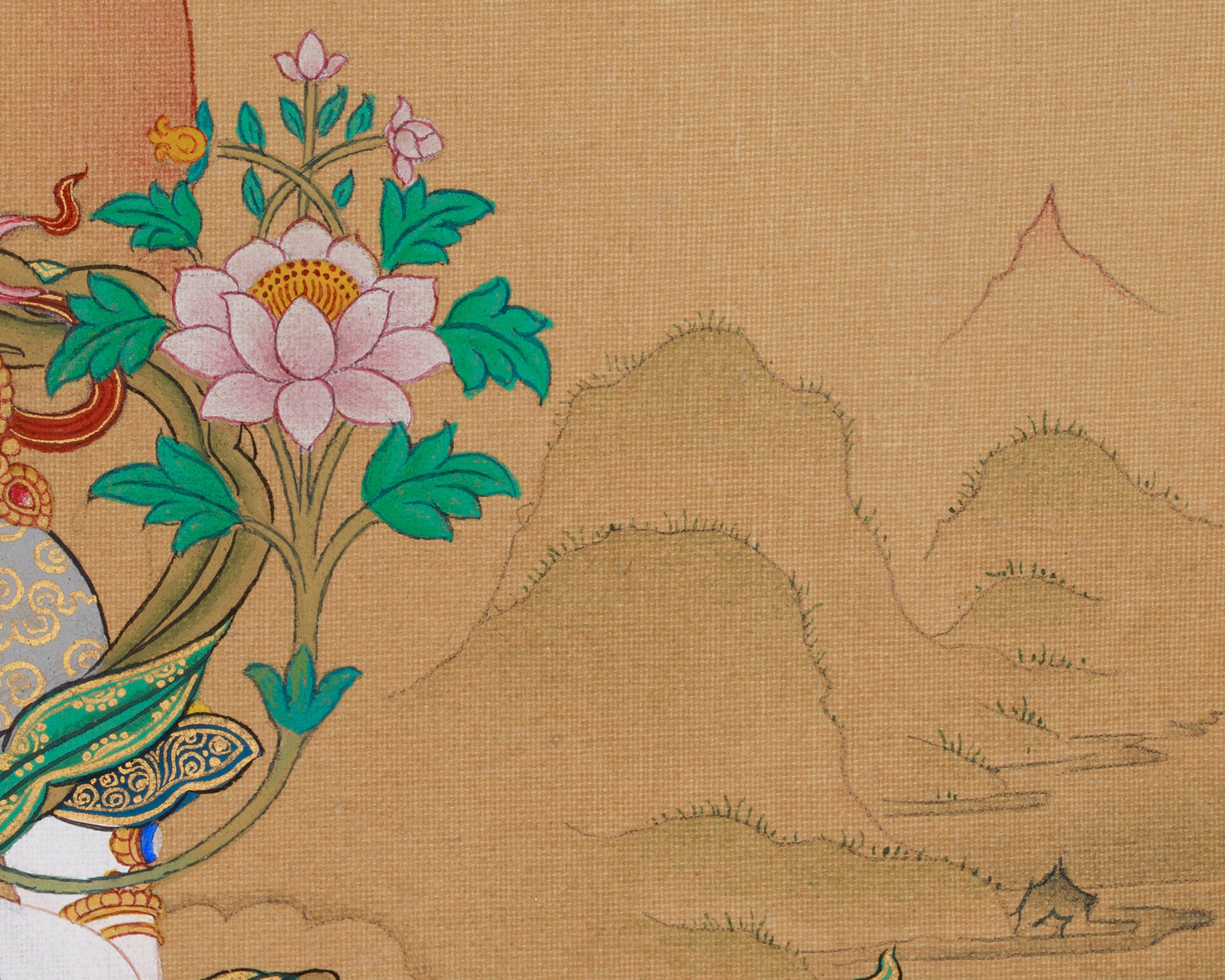 Traditional White Tara Thangka with Amitabha Buddha | Female Bodhisattva
