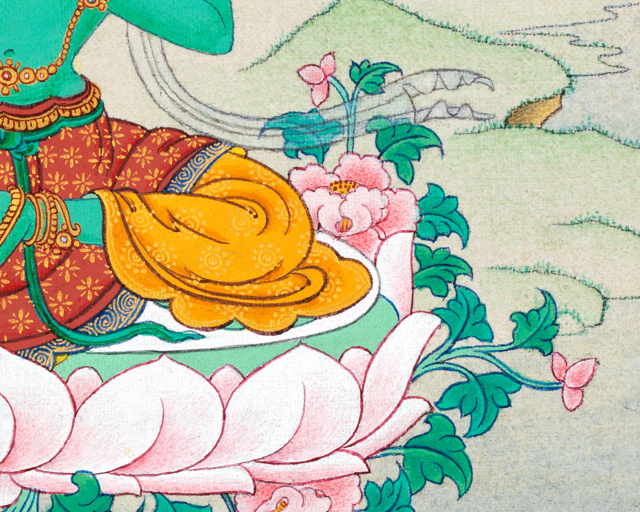 Small Green Tara Thangka Art