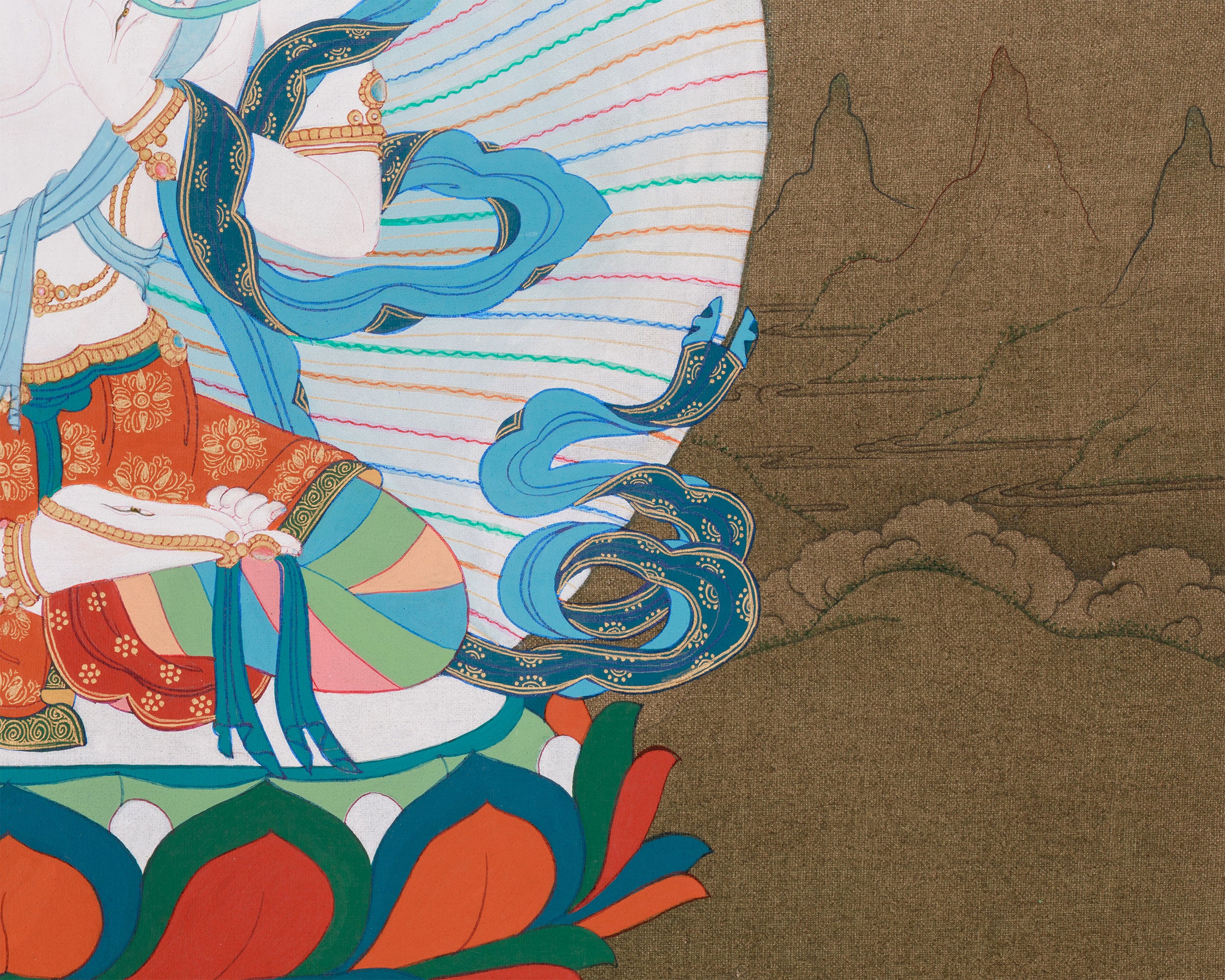 Long Life Deity White Tara Thangka | Tibetan Goddess of Healing