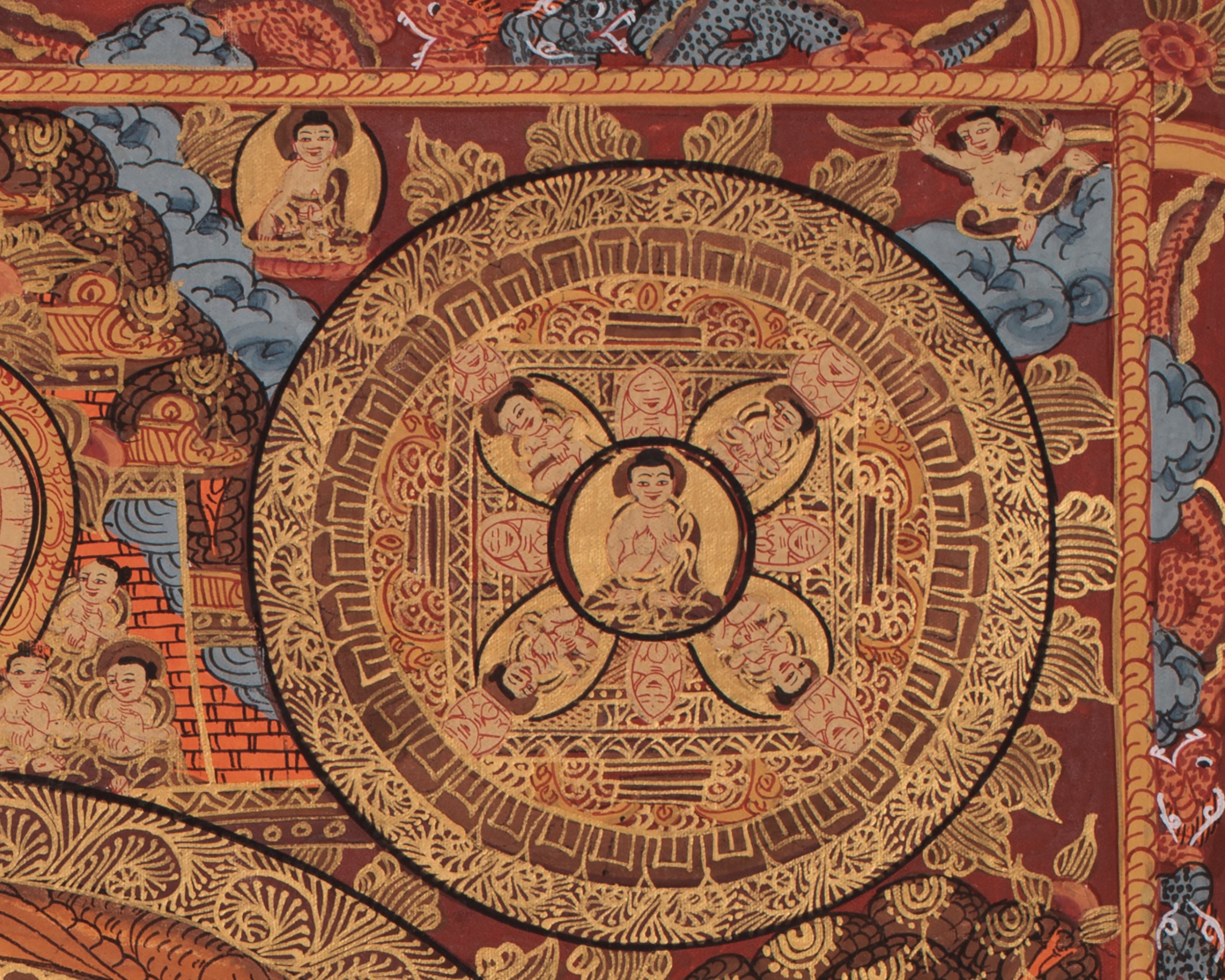 Tibetan Pancha Buddha Mandala | Representing Enlightened Wisdom