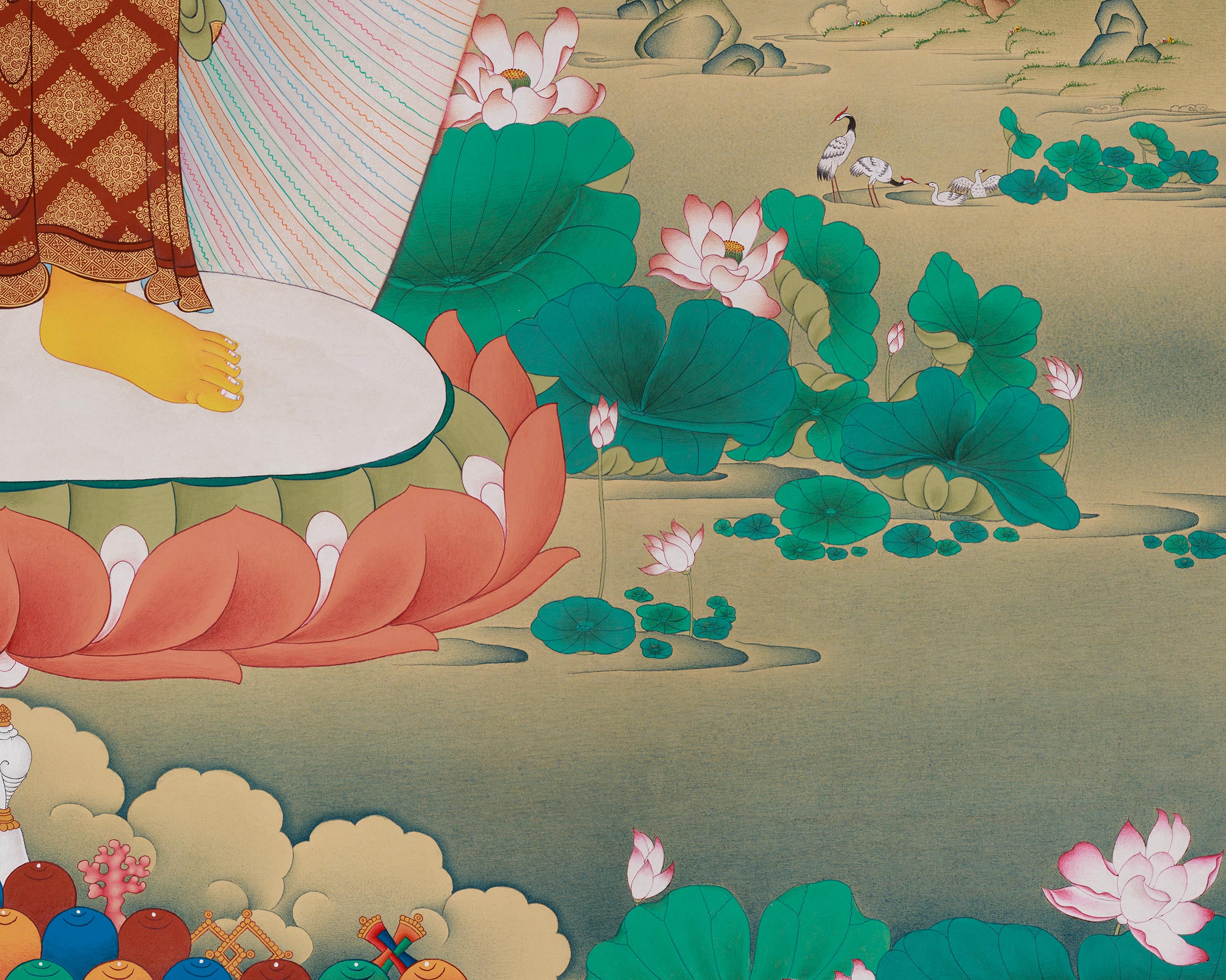 Standing Historical Buddha Shakyamuni Thangka | A Masterpiece of Serenity and Enlightenment