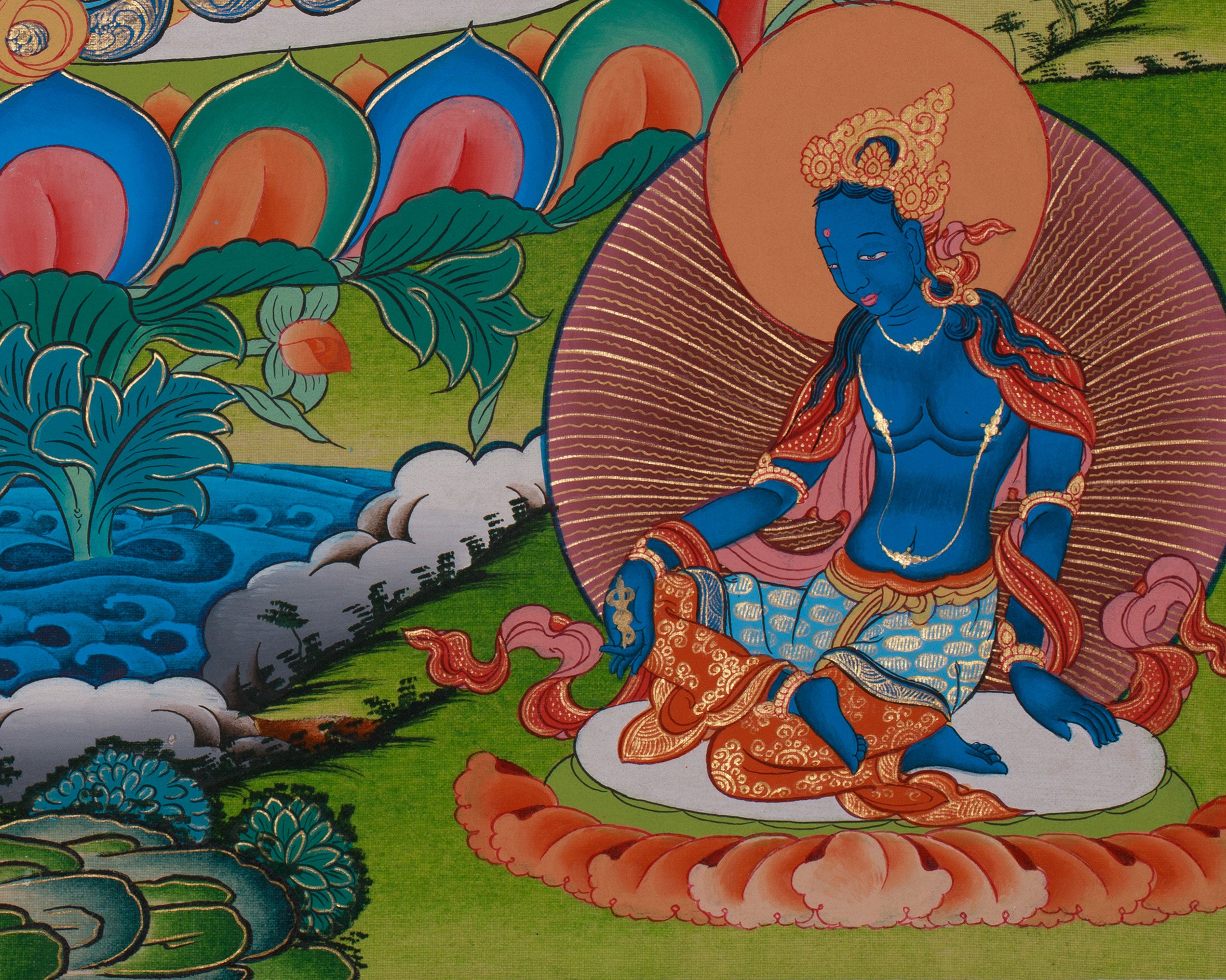 Tibetan Buddhist Green Tara Thangka | The Protector of Compassion and Wisdom