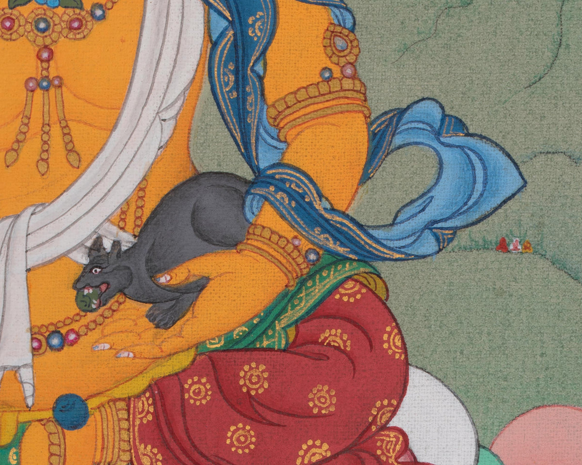 Dzambhala Symbol of Prosperity Thangka | Wealth and Abundance Art