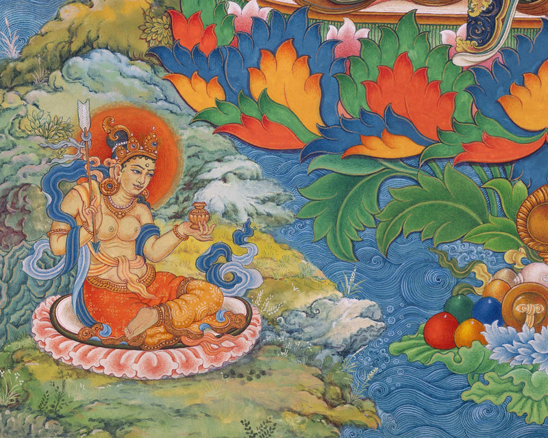 Lotus Born Master Guru Padmasambhava Thangka Print | The Second Buddha Canvas Art As Spiritual Room Decor