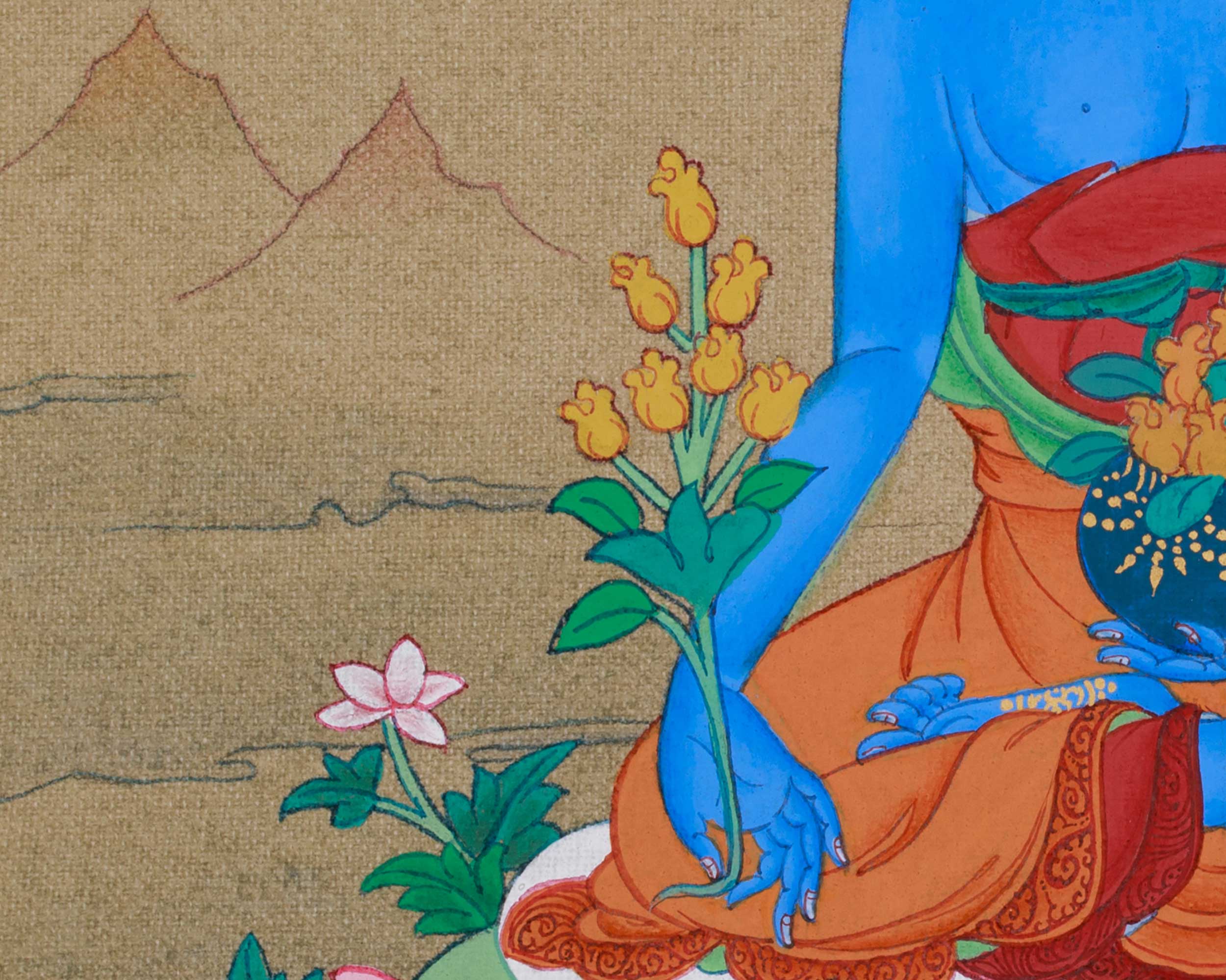 Tibetan Buddha Bhaisajyaguru Thangka | Buddhist Art for Protection and Meditation