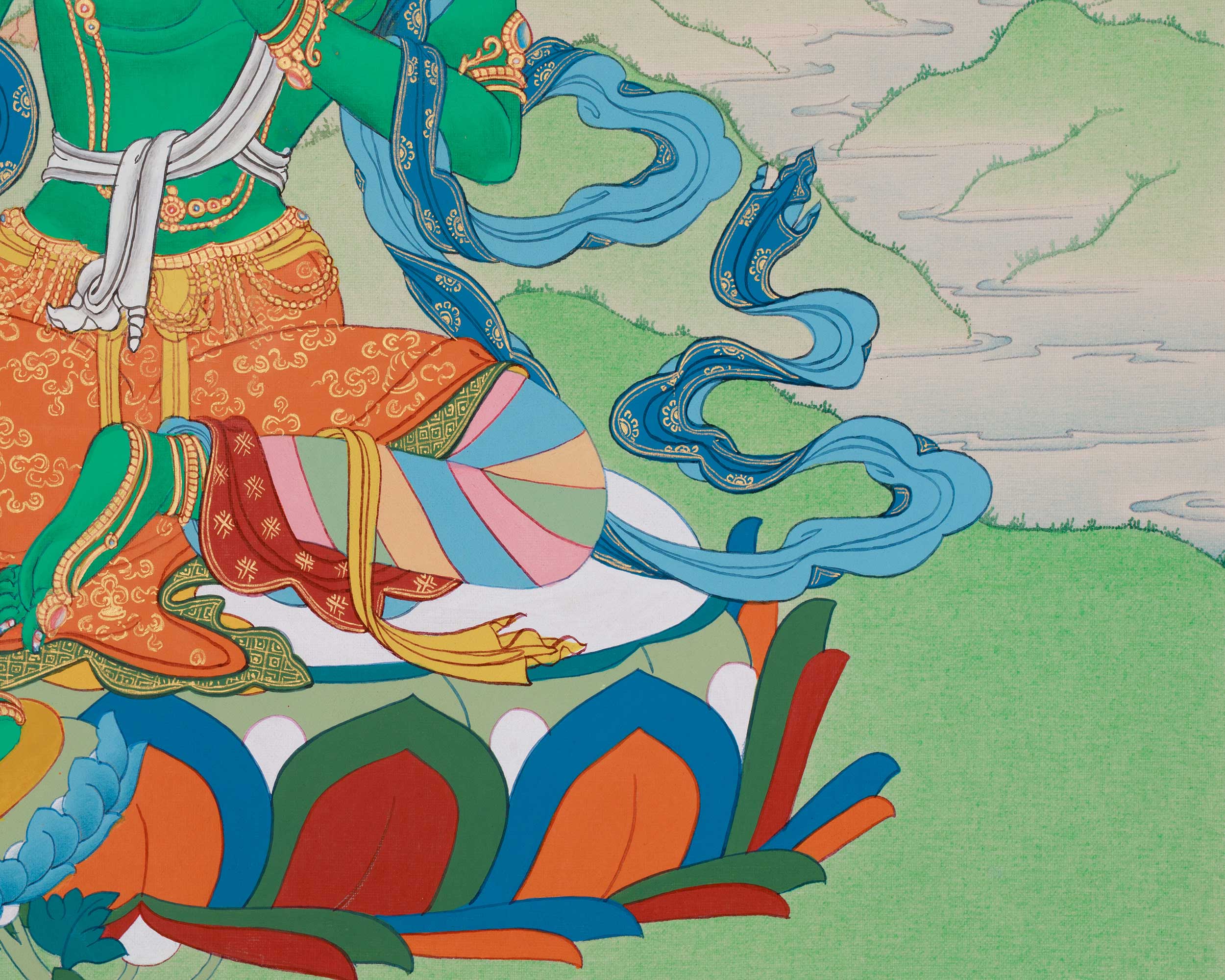 Savior Goddess Green Tara Thangka | Bodhisattva’s Healing Energy