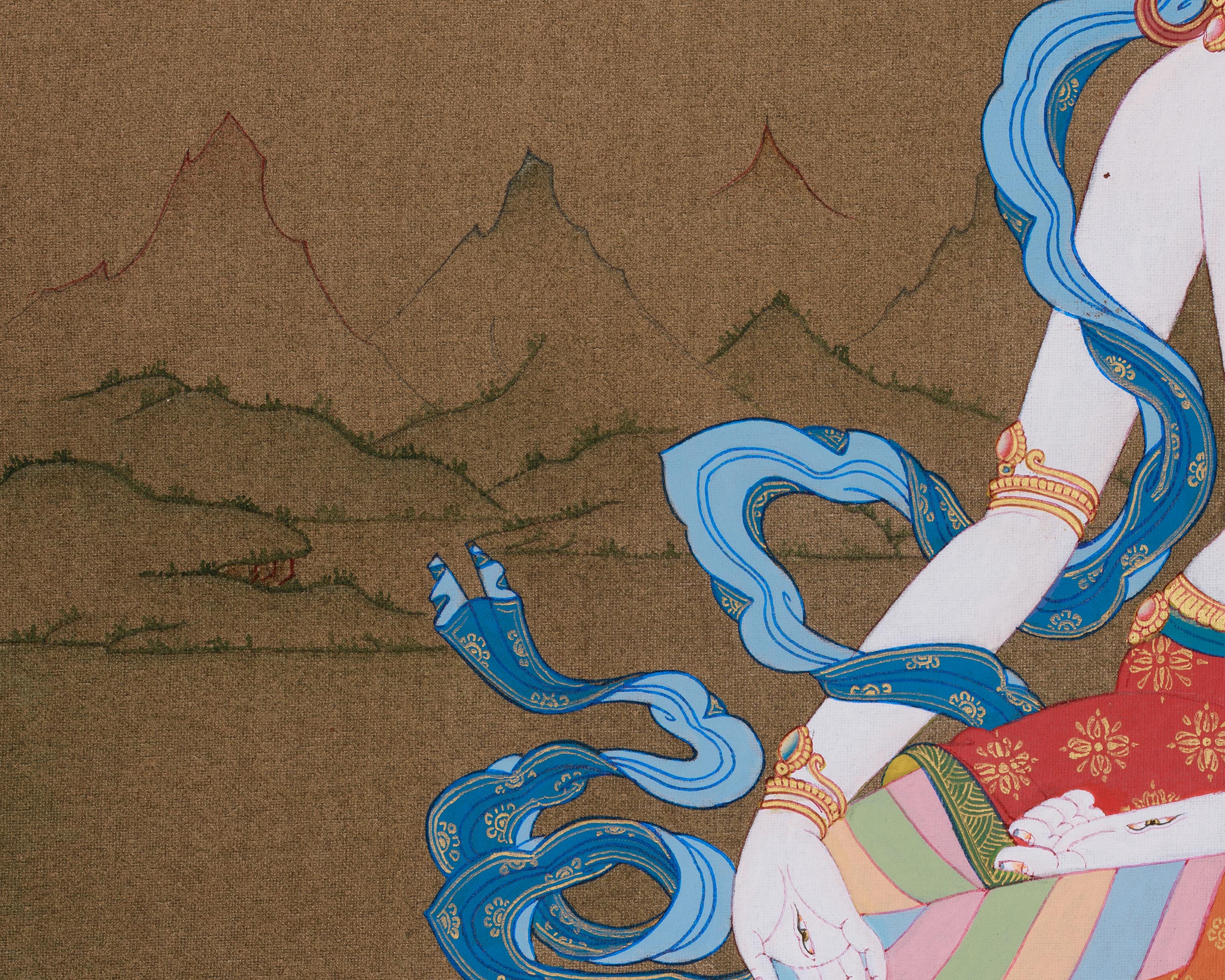 Female Deity Artwork | White Tara, the Goddess of Compassion and Longevity