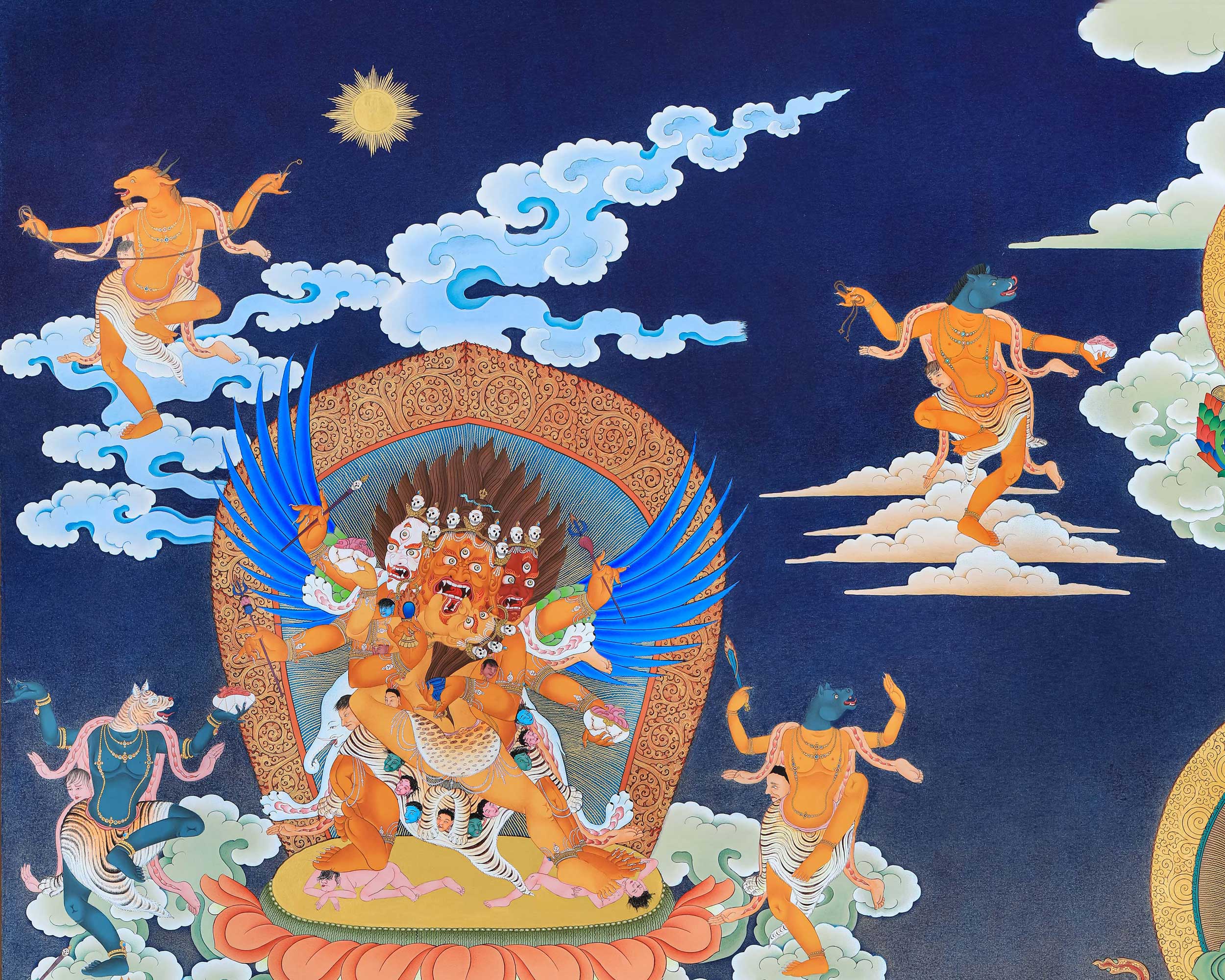 58 Wrathful Deities, Bardo Thangka Painting, Thangka Print