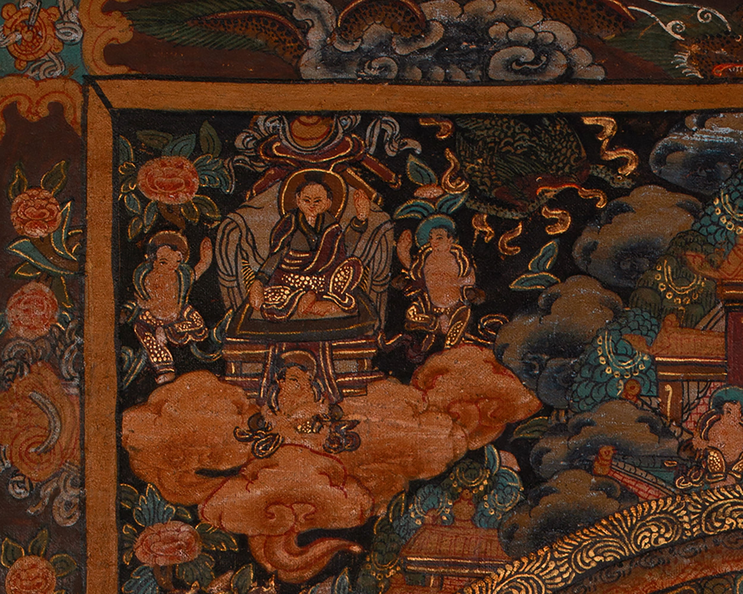 Hand-Painted Vintage Buddha Mandala | Tibetan Buddhist Painting