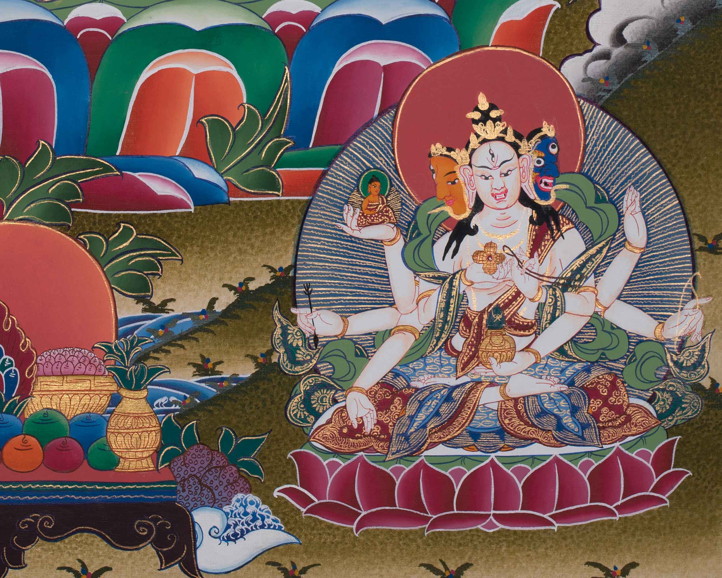 Hand-Painted Traditional White Tara Artwork | Goddess of Healing and Longevity