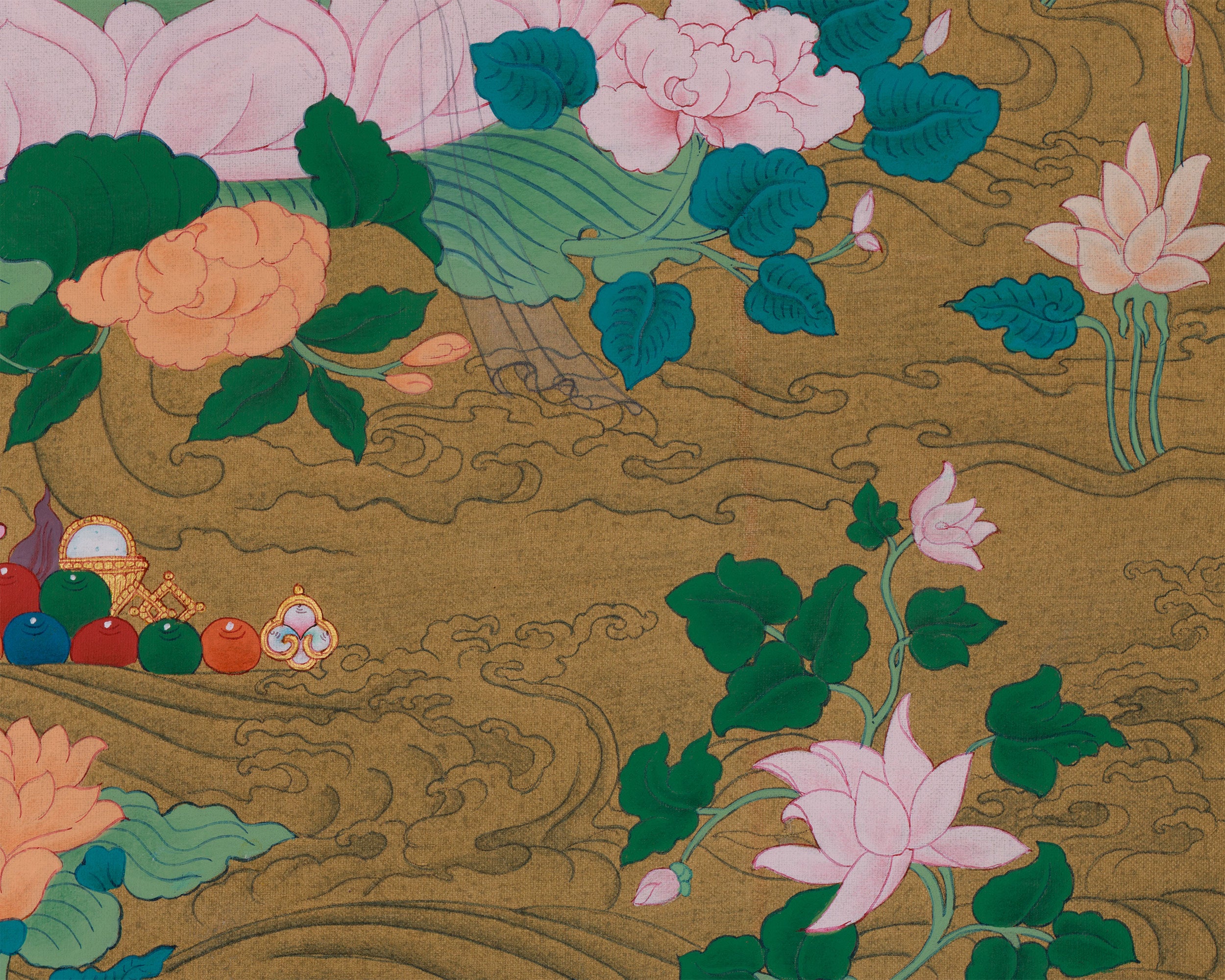 Female Bodhisattva White Tara Thangka | Karma Gadri Artwork | 24K Gold Accents