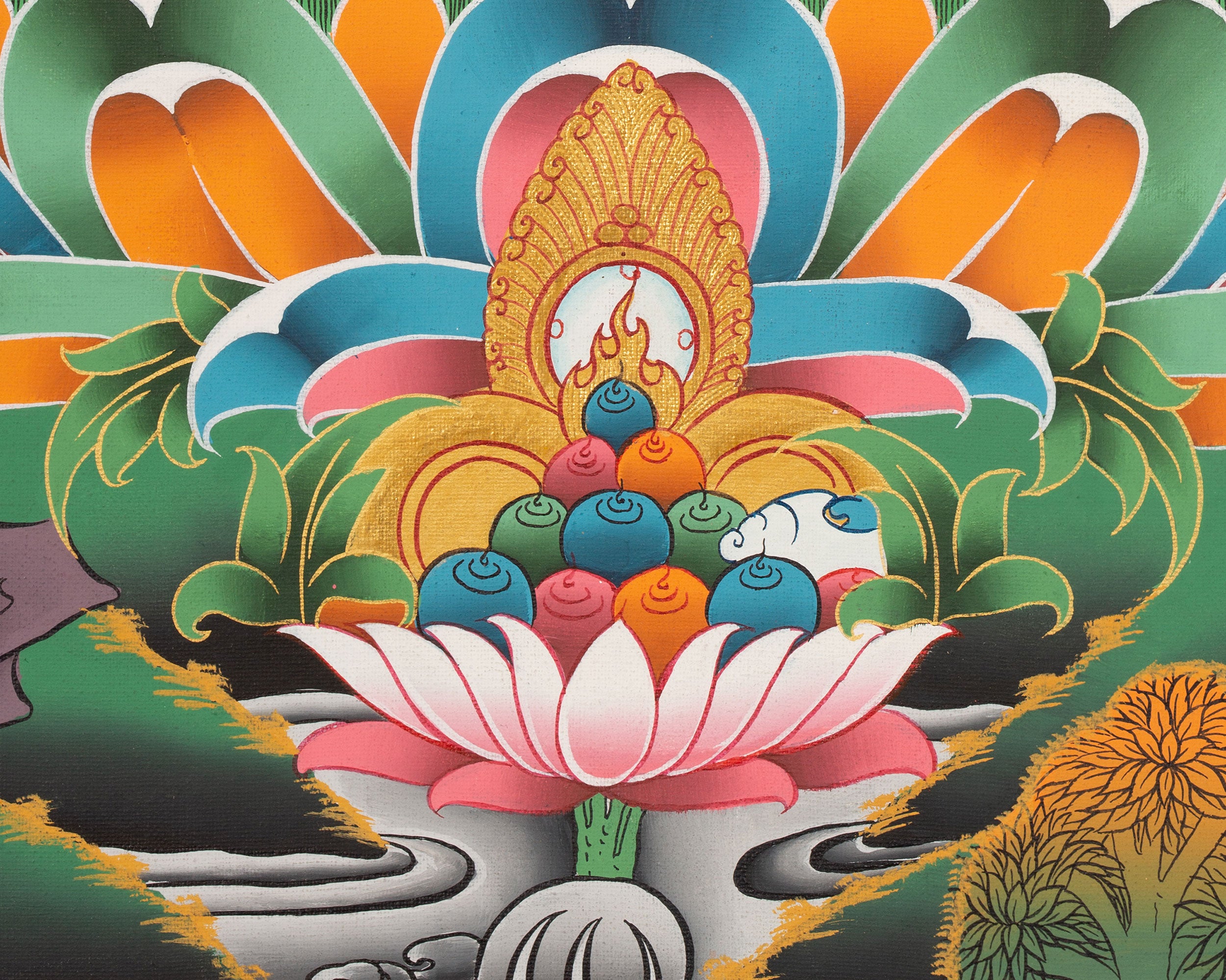 Red Amitayus Buddha | Buddhist Traditional Thangka | Gift For Buddhist