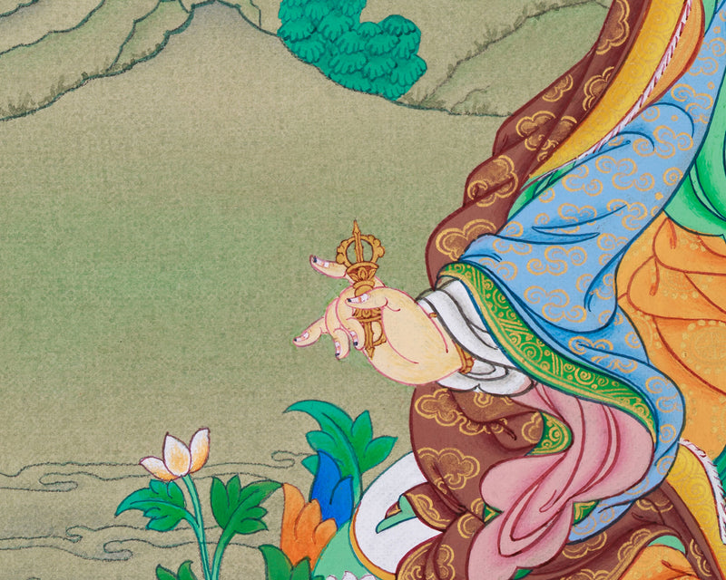 Guru Rinpoche Thangka | Hand-Painted Traditional Tibetan Artwork