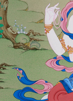 Tibetan Four-Armed Guanyin Bodhisattva Thangka | Compassion and Wisdom