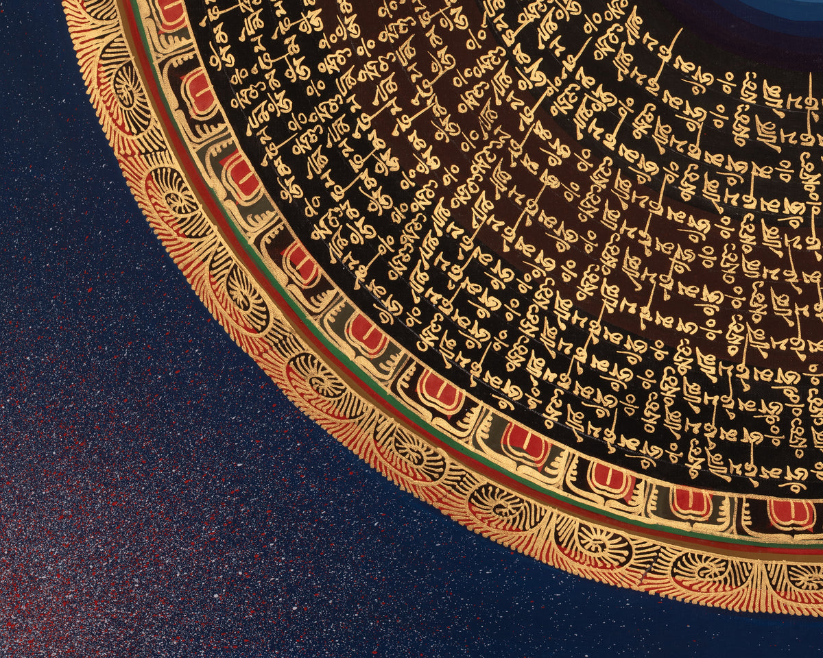Mantra Mandala Tibetan Artwork | Sacred Tibetan Buddhist Thangka | Meditation Altar