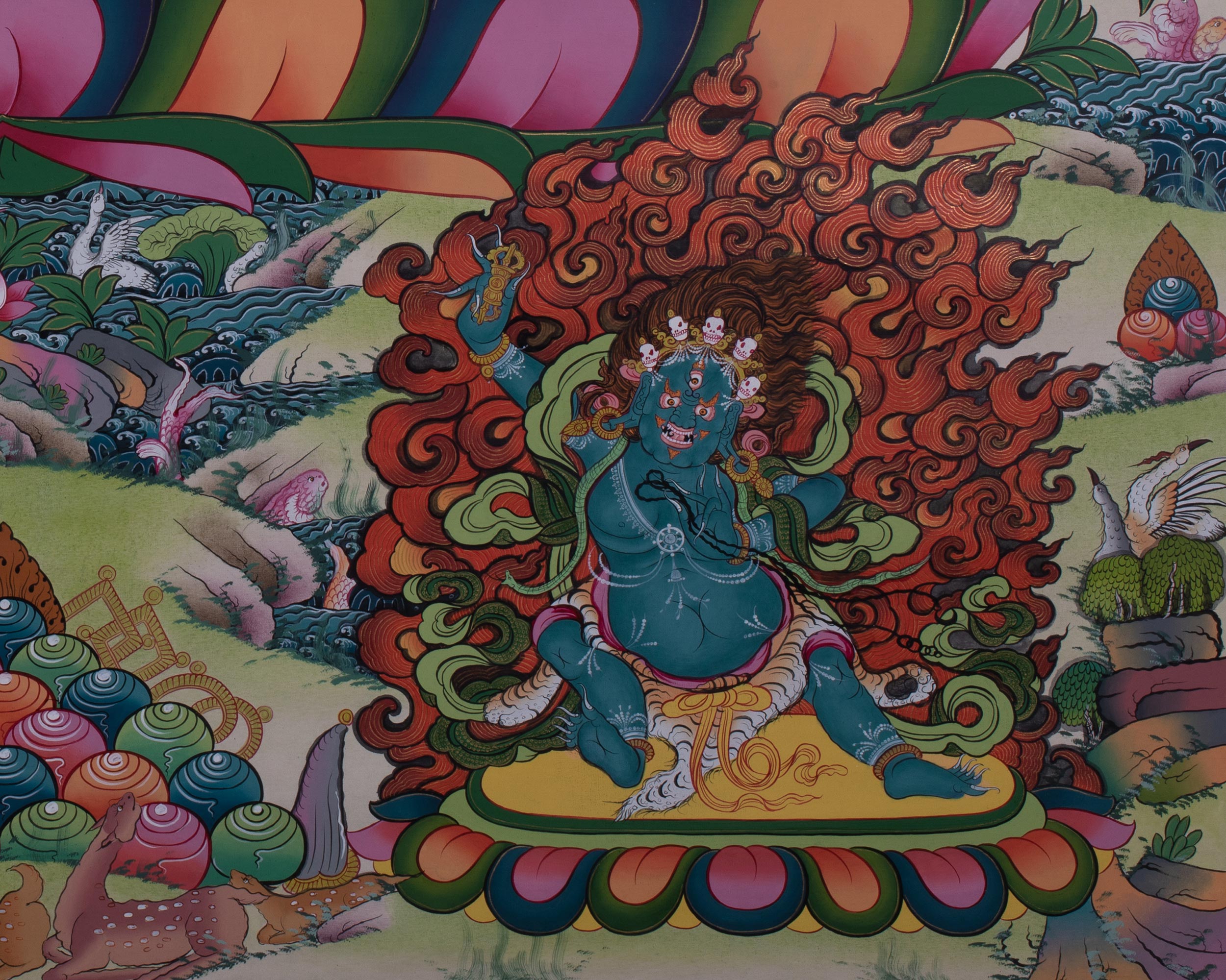 Large 60-Inch Chenrezig Thangka | Four-Armed Avalokiteshvara