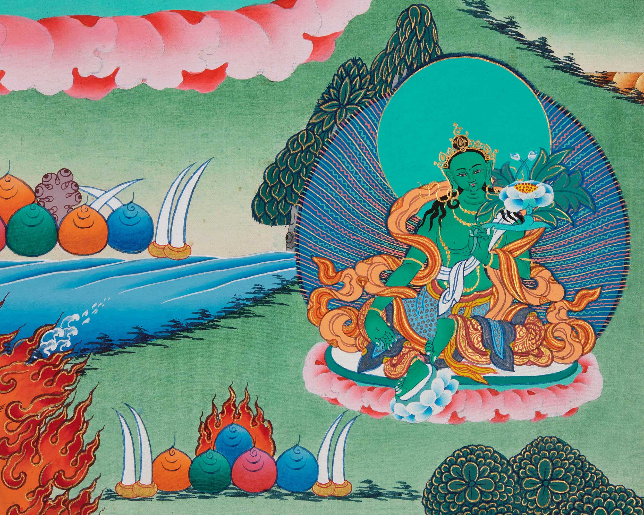 Divine Chenrezig Buddha Artwork | Sacred Thangka of Loving-Kindness and Protection