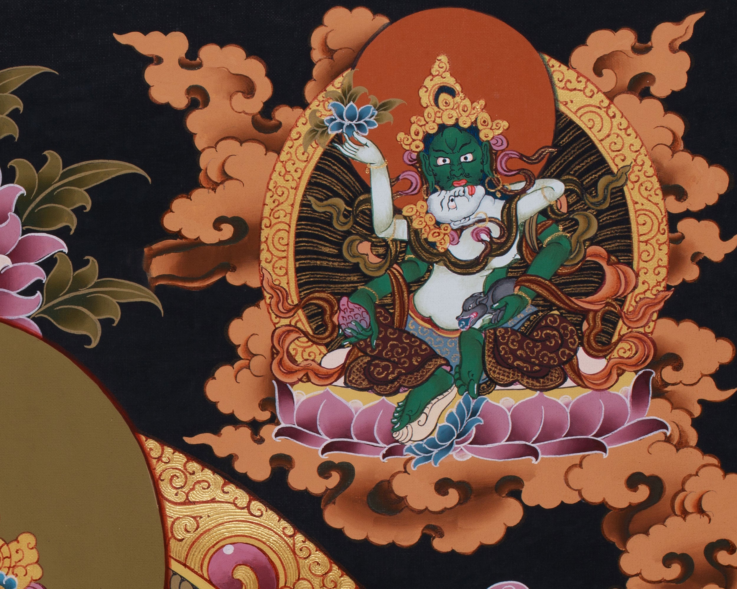 Pancha Dzambhala Thangka | Tibetan Deities of Wealth, Fortune, and Prosperity