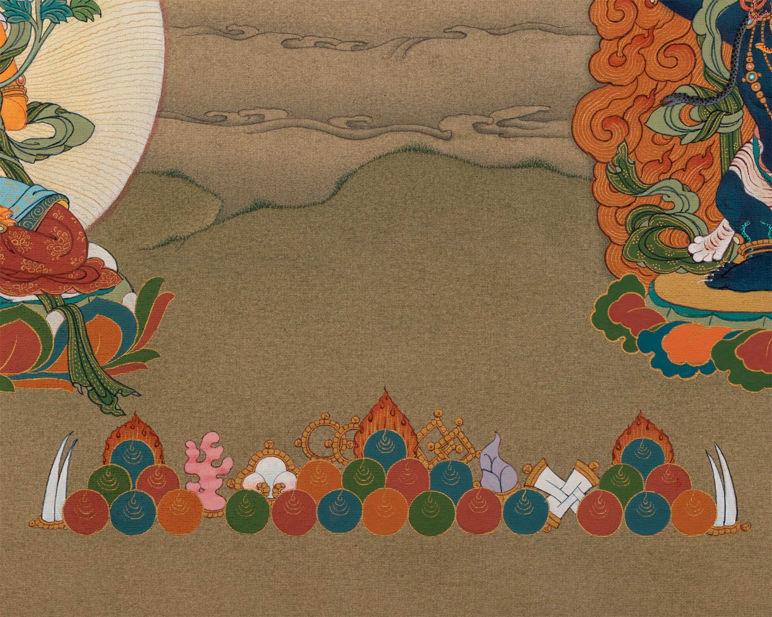 Chenrezig With Manjushri & Vajrapani Thangka Print | The Guardians of Wisdom and Compassion | Wall Decorations