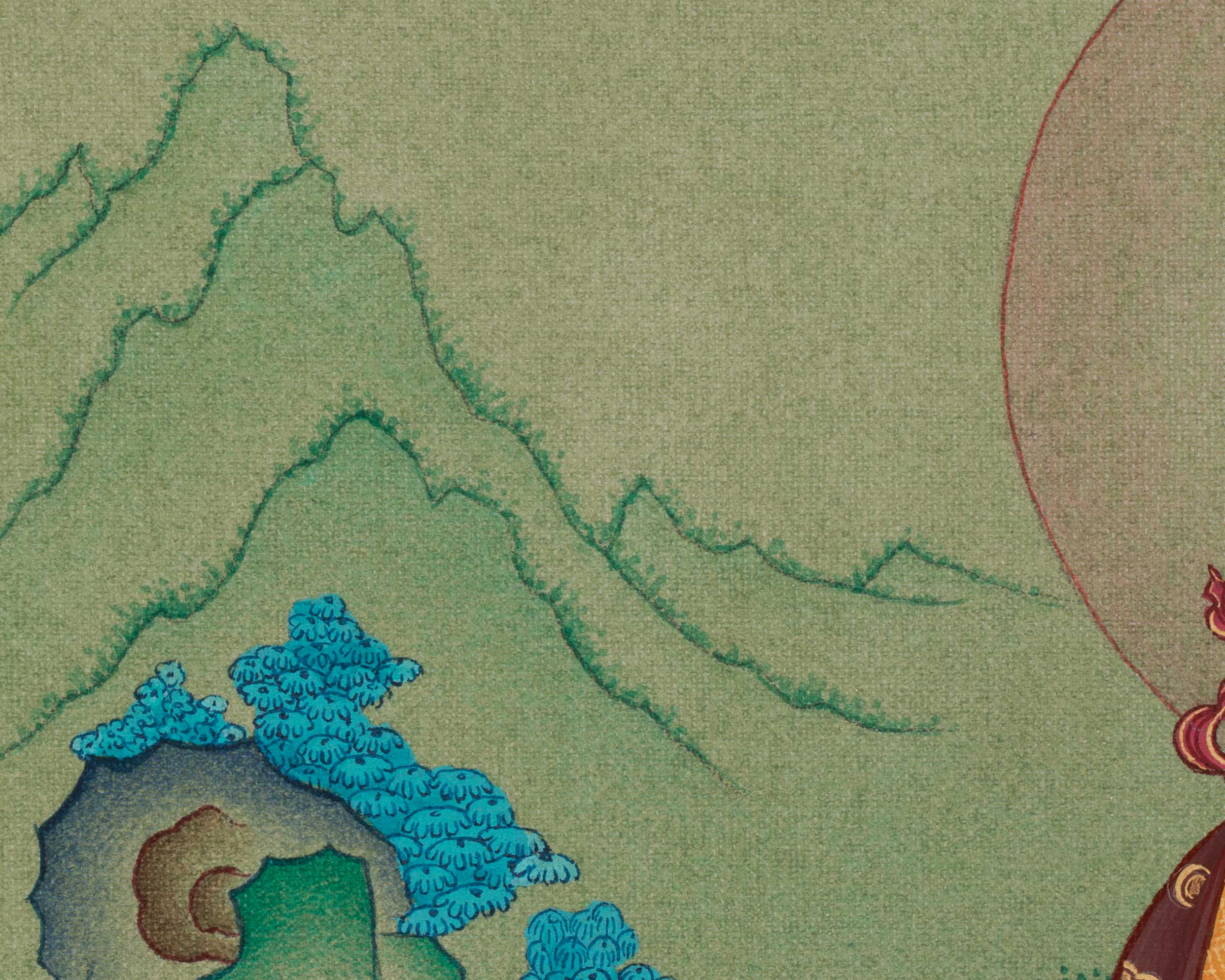 Lotus-Vajra Guru Rinpoche Thangka | Padmasambhava Master Artwork