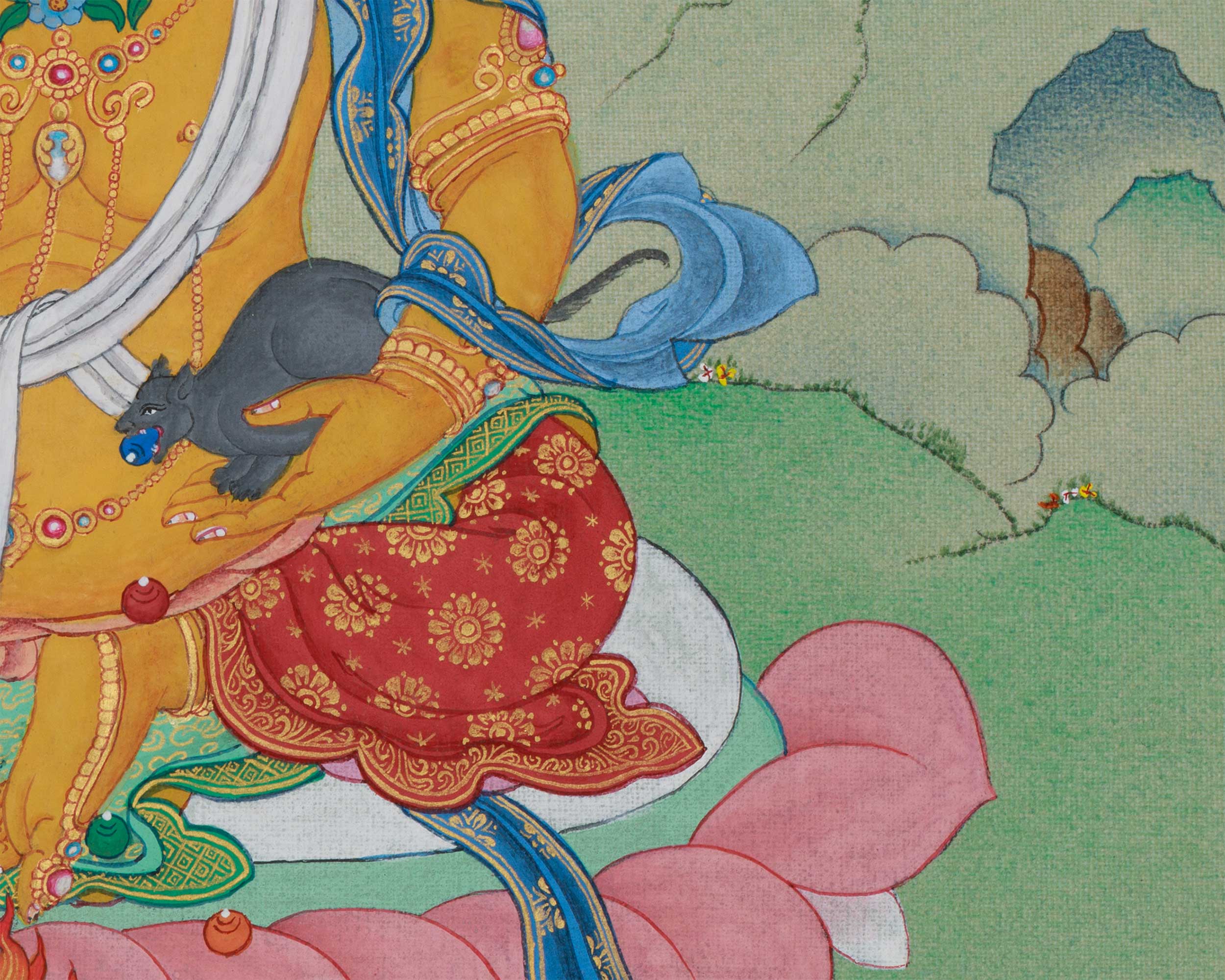 Buddhist Kubera (Jambhala) Thangka | The Guardian of Wealth & Prosperity