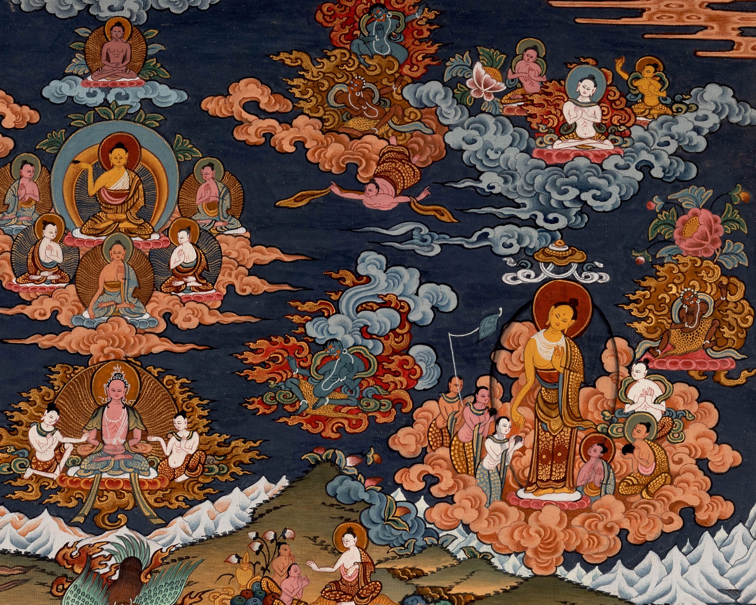Vintage Life of Buddha Thangka | The Journey of Siddhartha to Nirvana