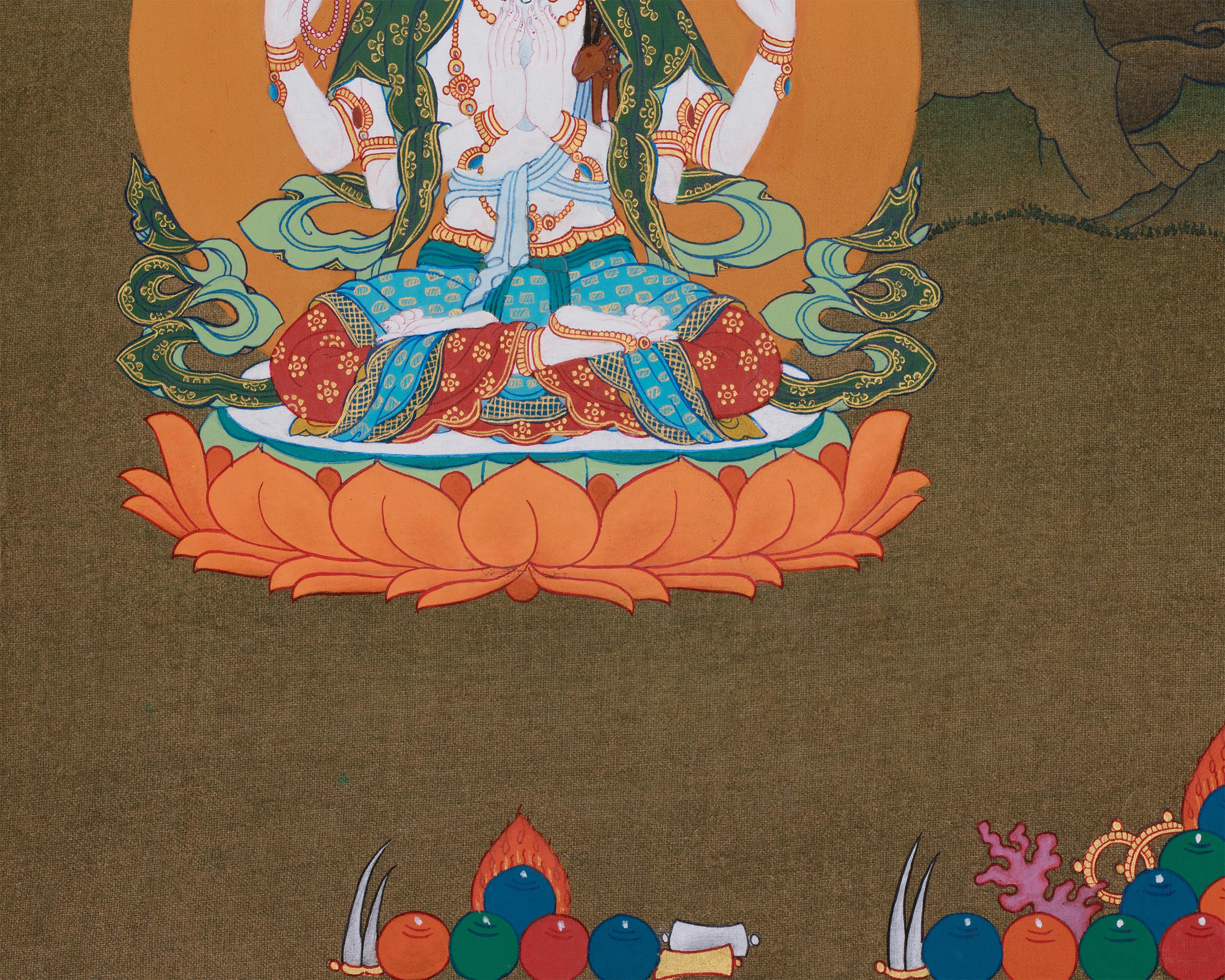 Three Tibetan Bodhisattvas: Manjushri, Chenrezig, and Vajrapani | Buddhist Altar