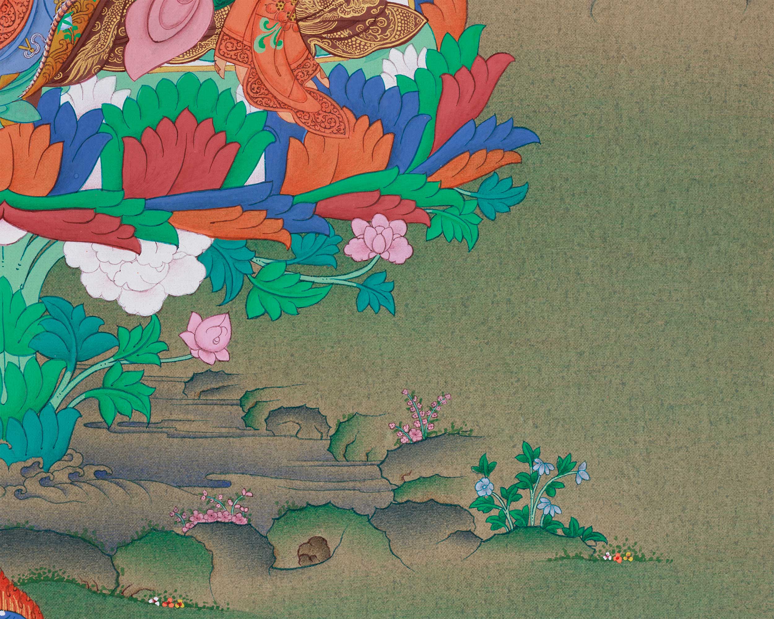 24 Inches Guru Rinpoche Thangka | Tibetan Art of Spiritual Mastery and Protection