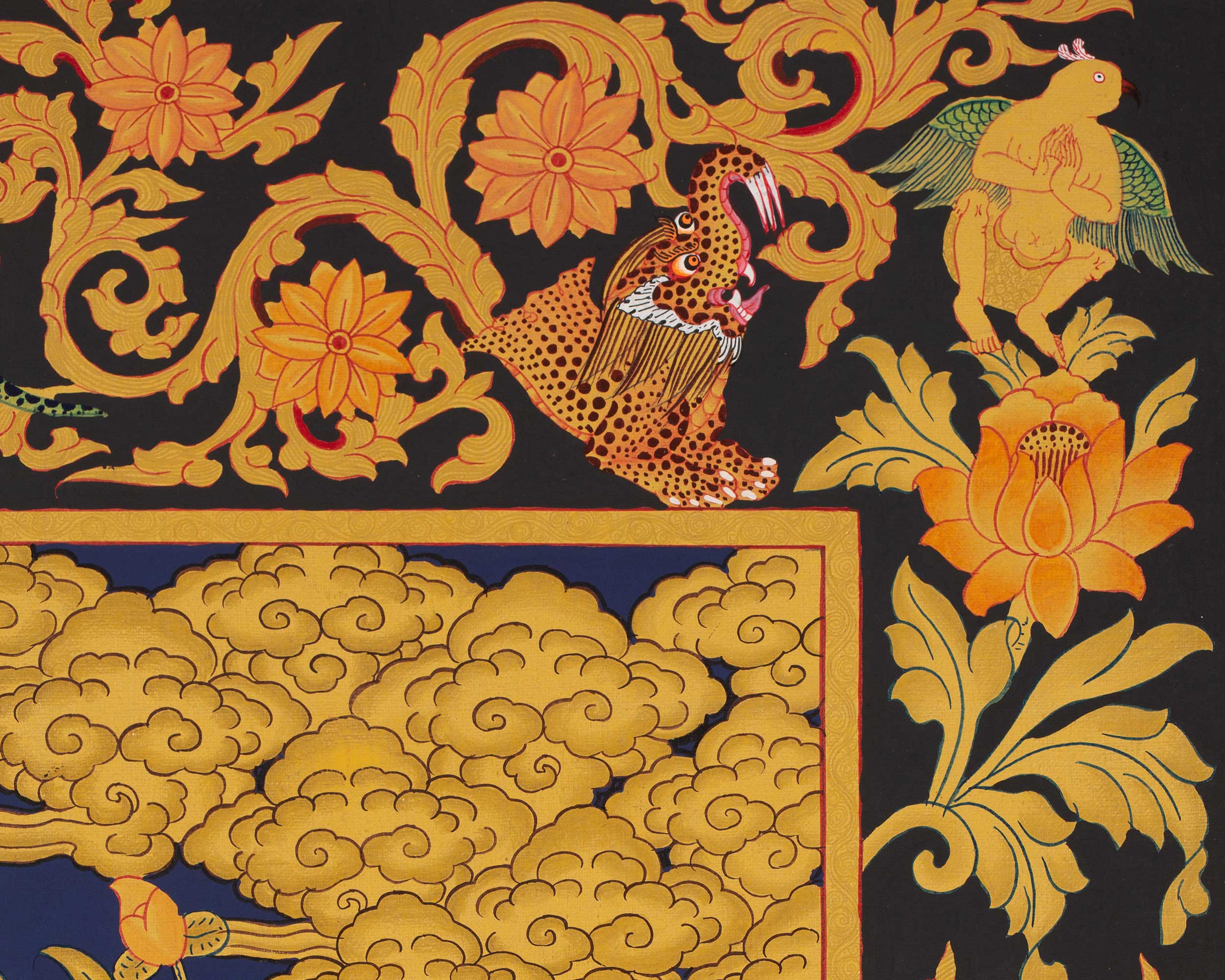 Shakyamuni Buddha Gold Thangka | Religious Tibetan Paint | Wall Decors